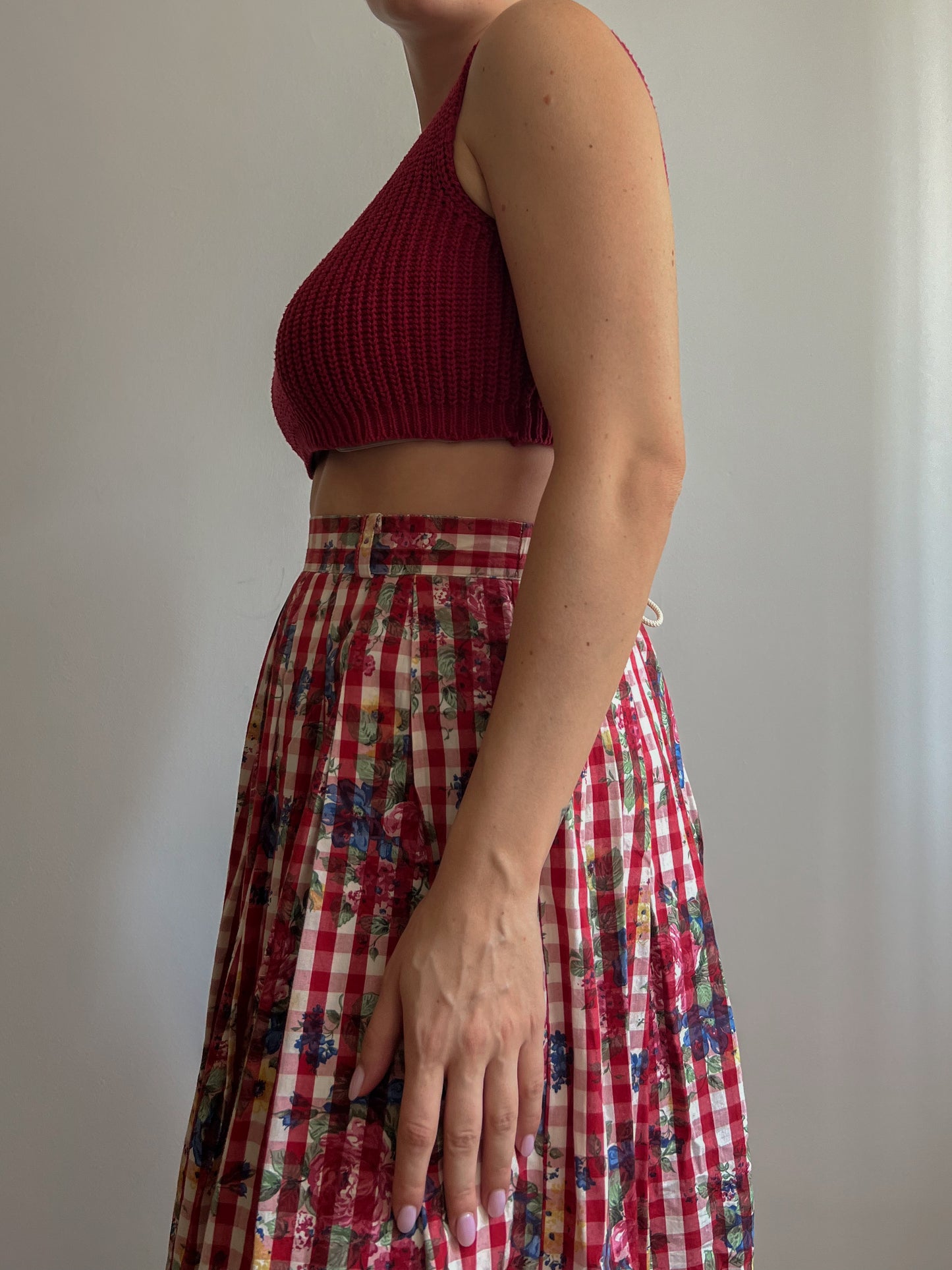 Crop top in cotone bordeaux