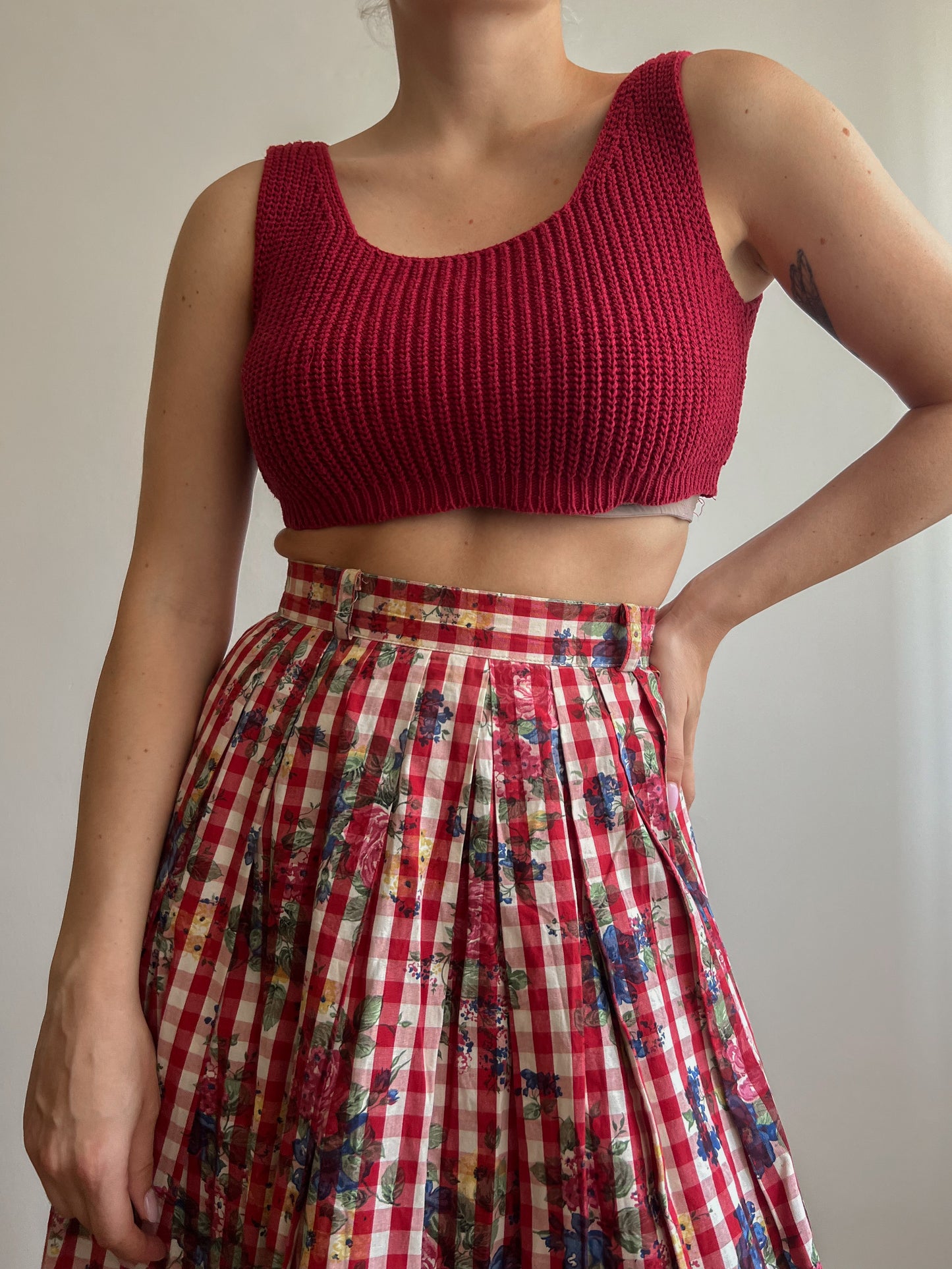 Crop top in cotone bordeaux