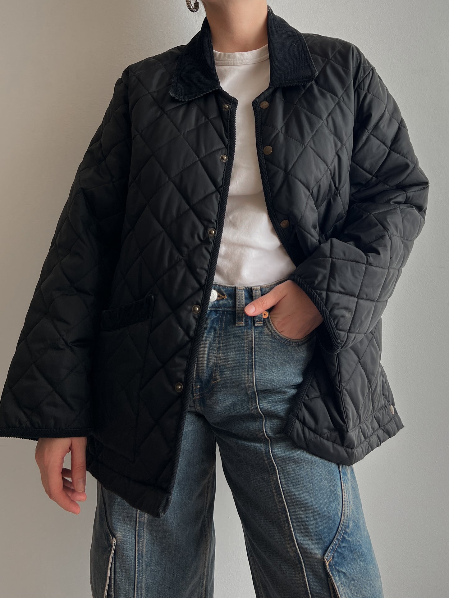 Black quilted jacket