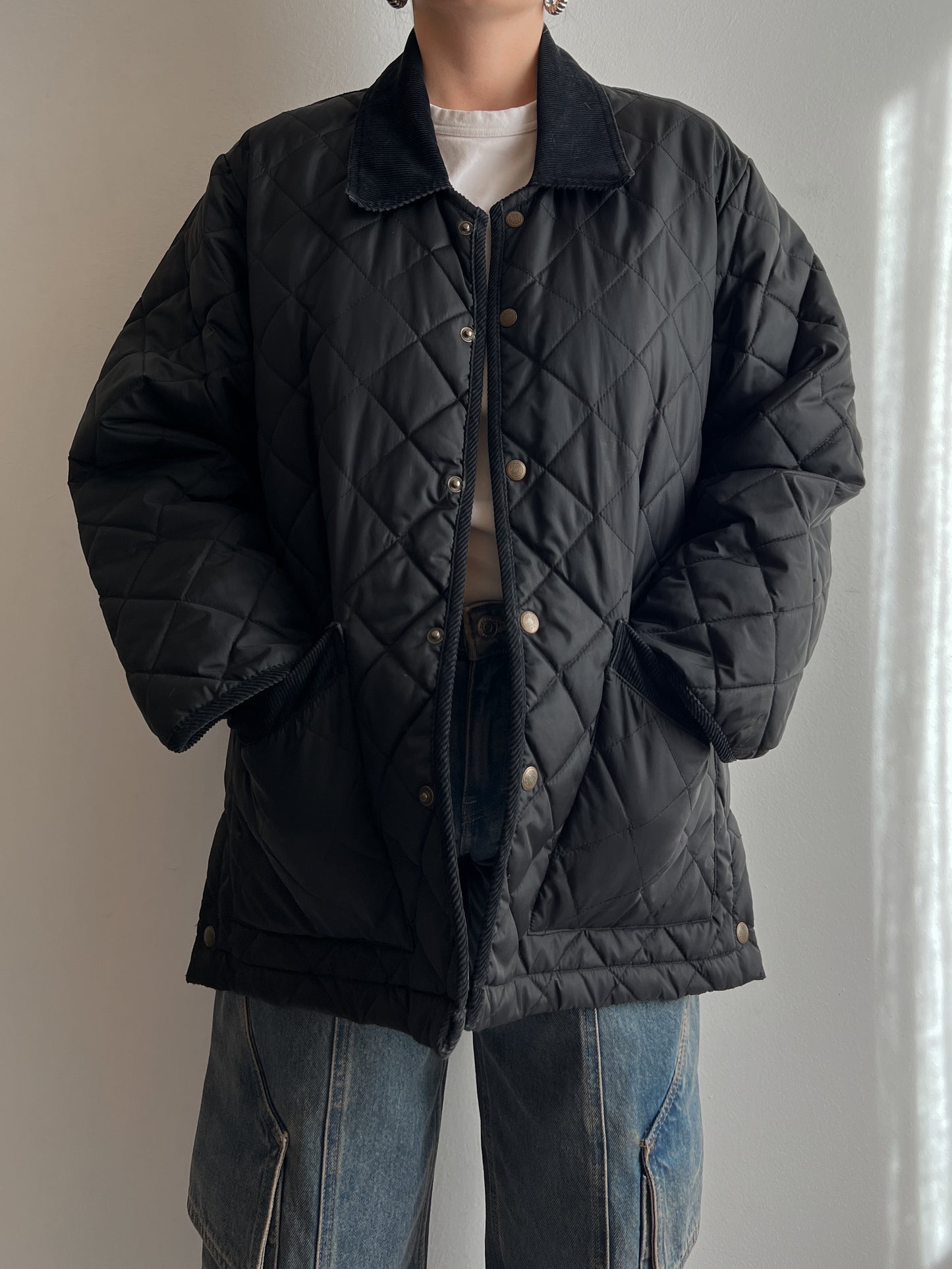 Black quilted jacket