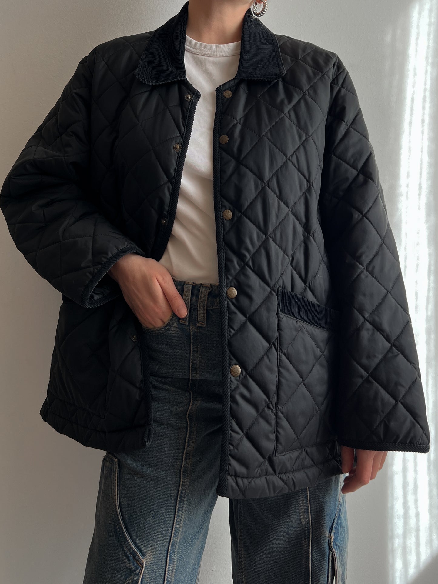 Black quilted jacket