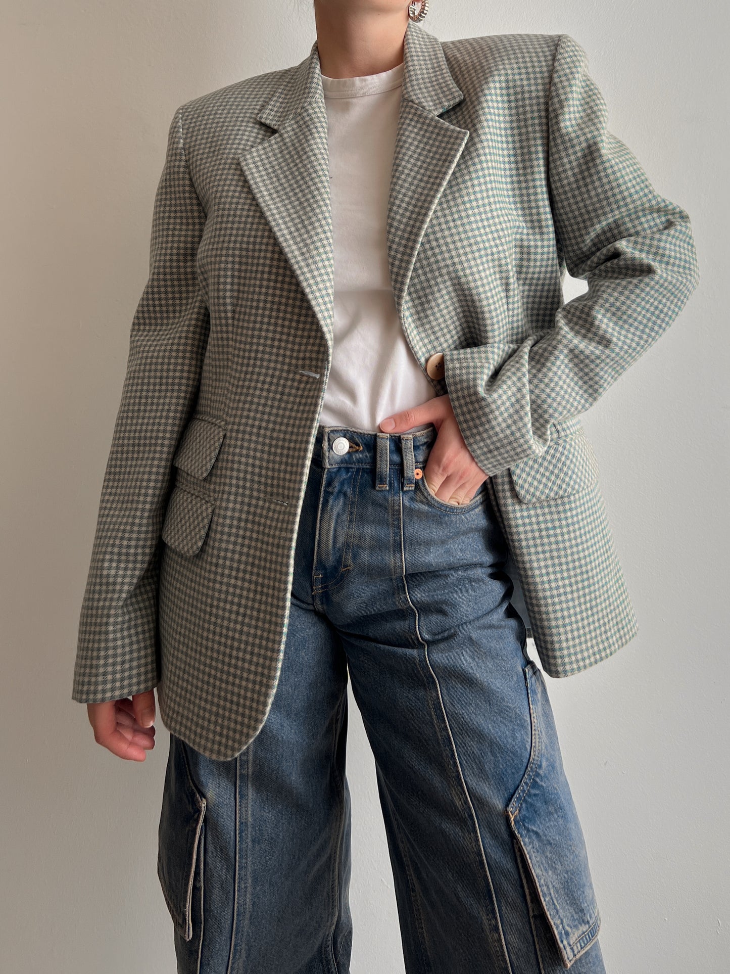 Wool and cashmere vichy blazer