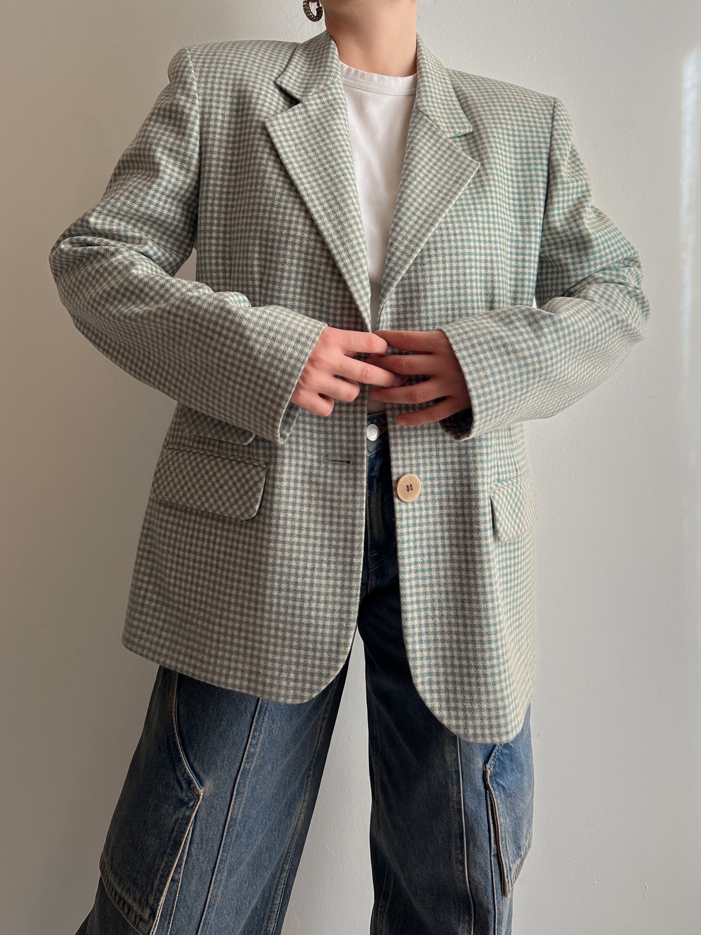 Wool and cashmere vichy blazer