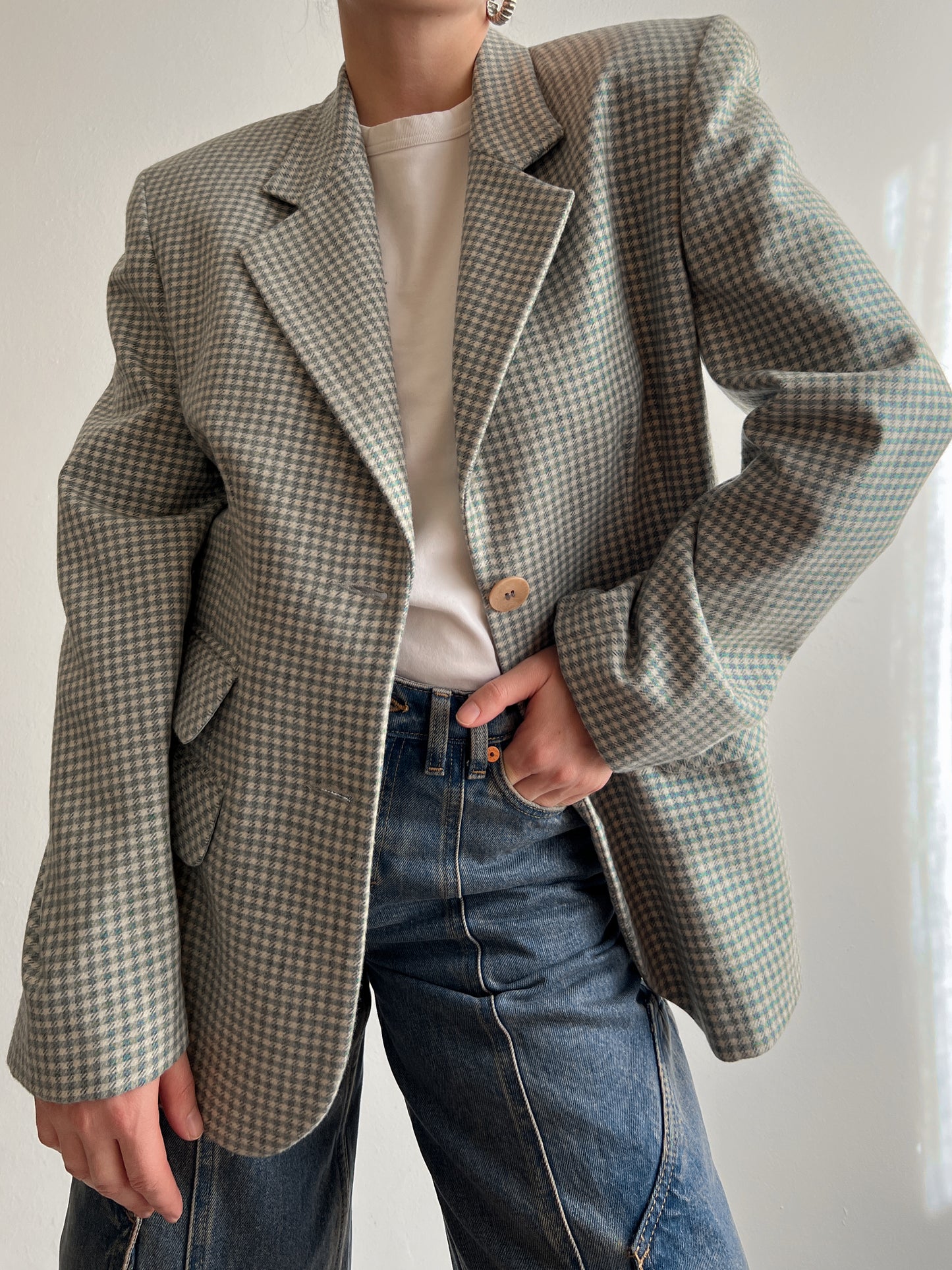 Wool and cashmere vichy blazer