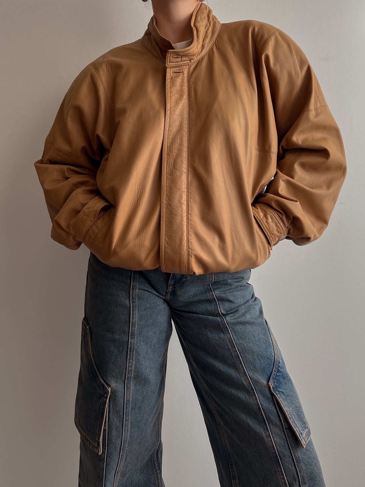 Real leather bomber jacket