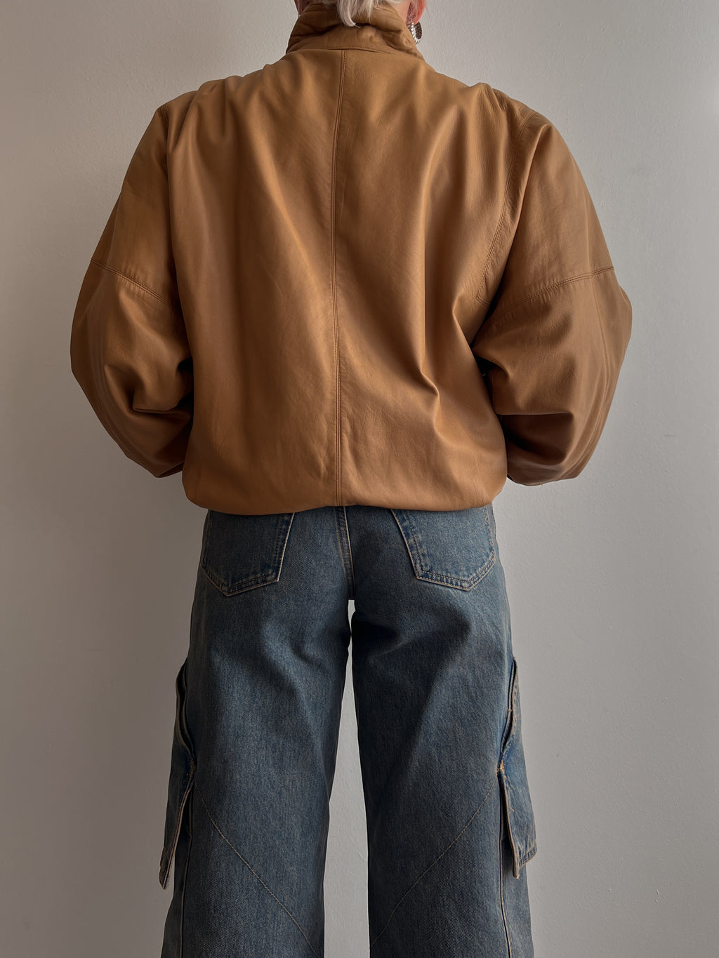 Real leather bomber jacket