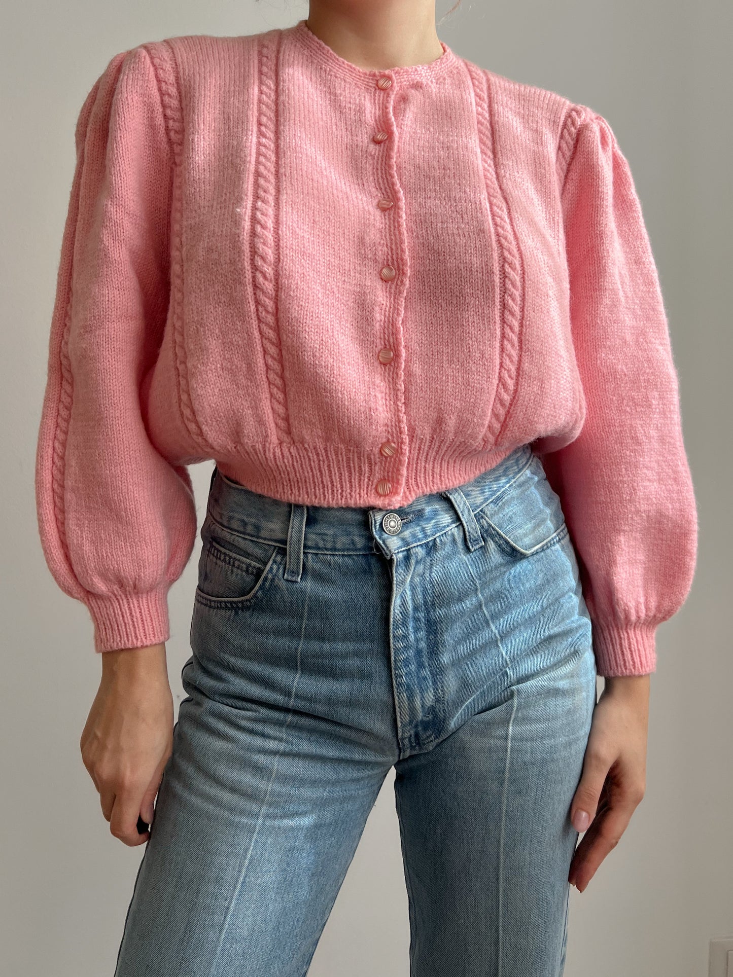 Cardigan rosa in pura lana