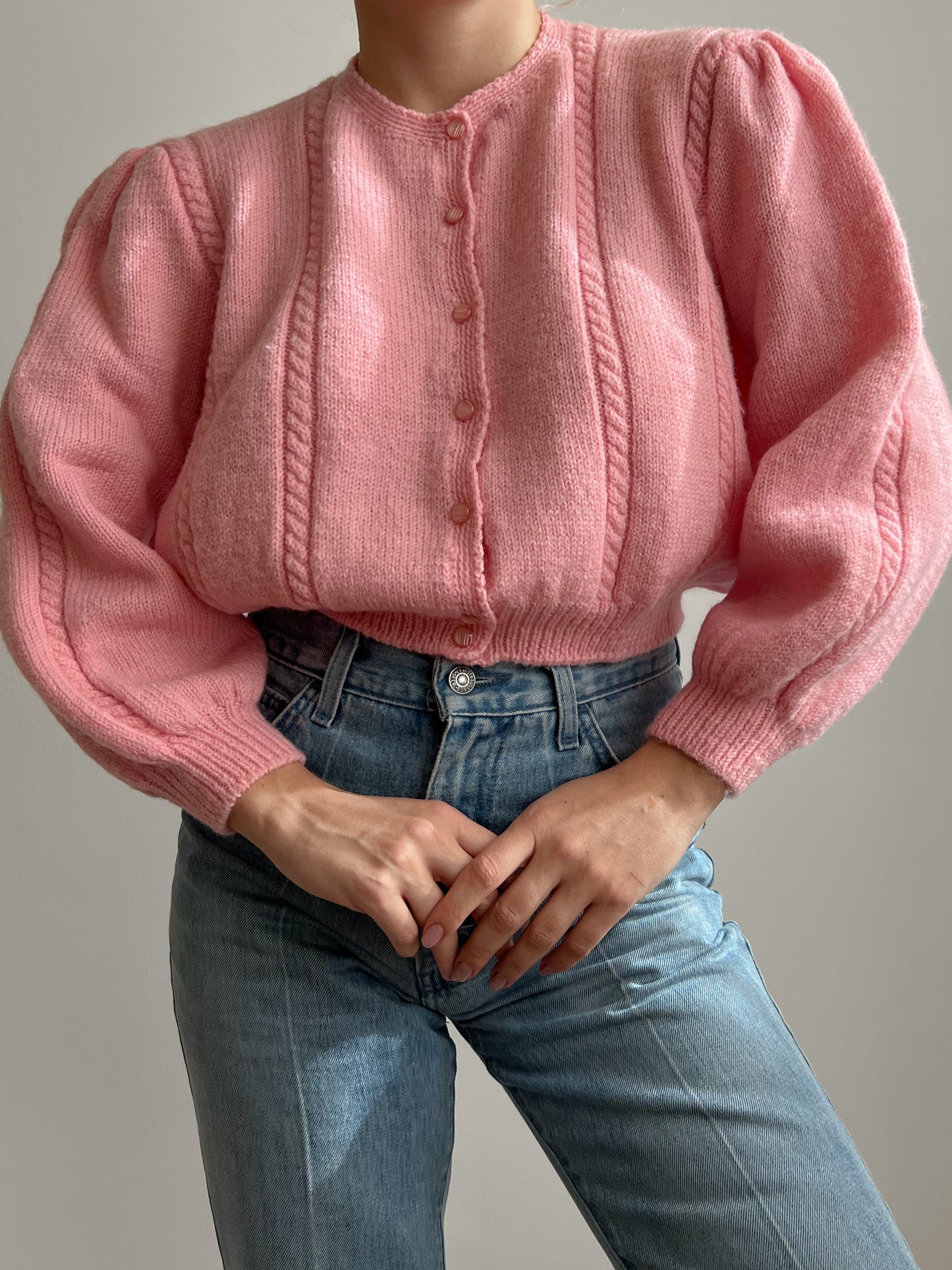 Cardigan rosa in pura lana