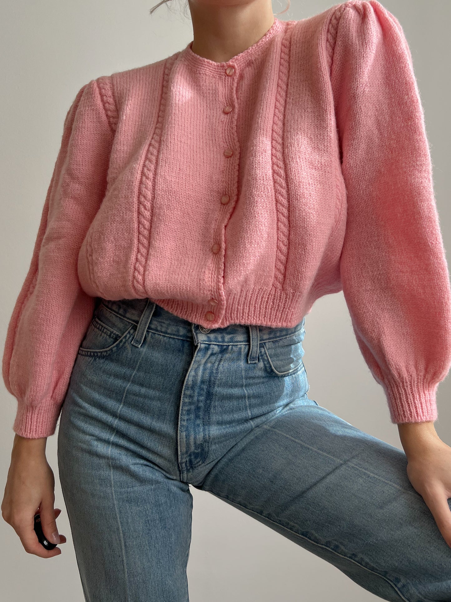 Cardigan rosa in pura lana