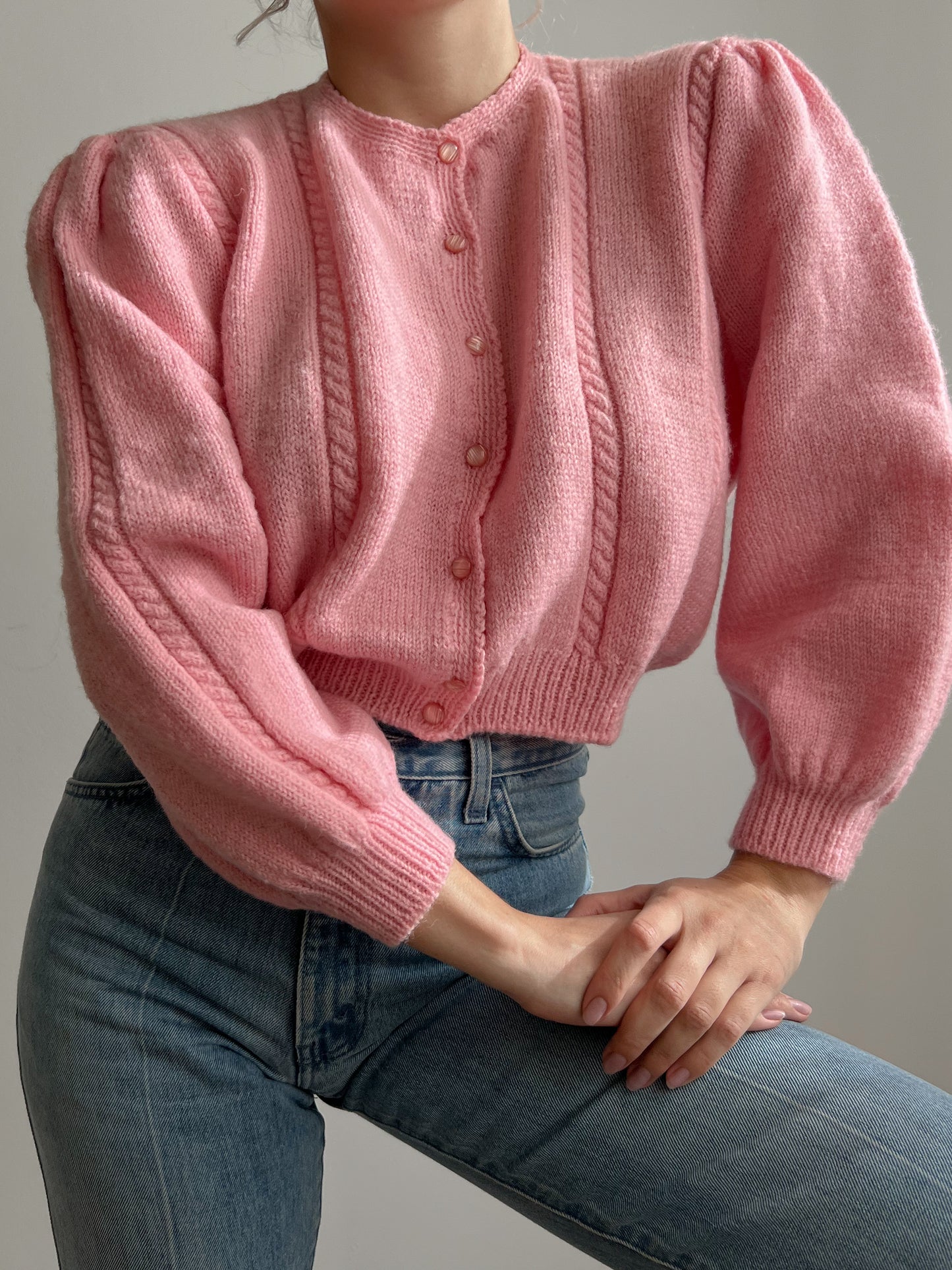 Cardigan rosa in pura lana