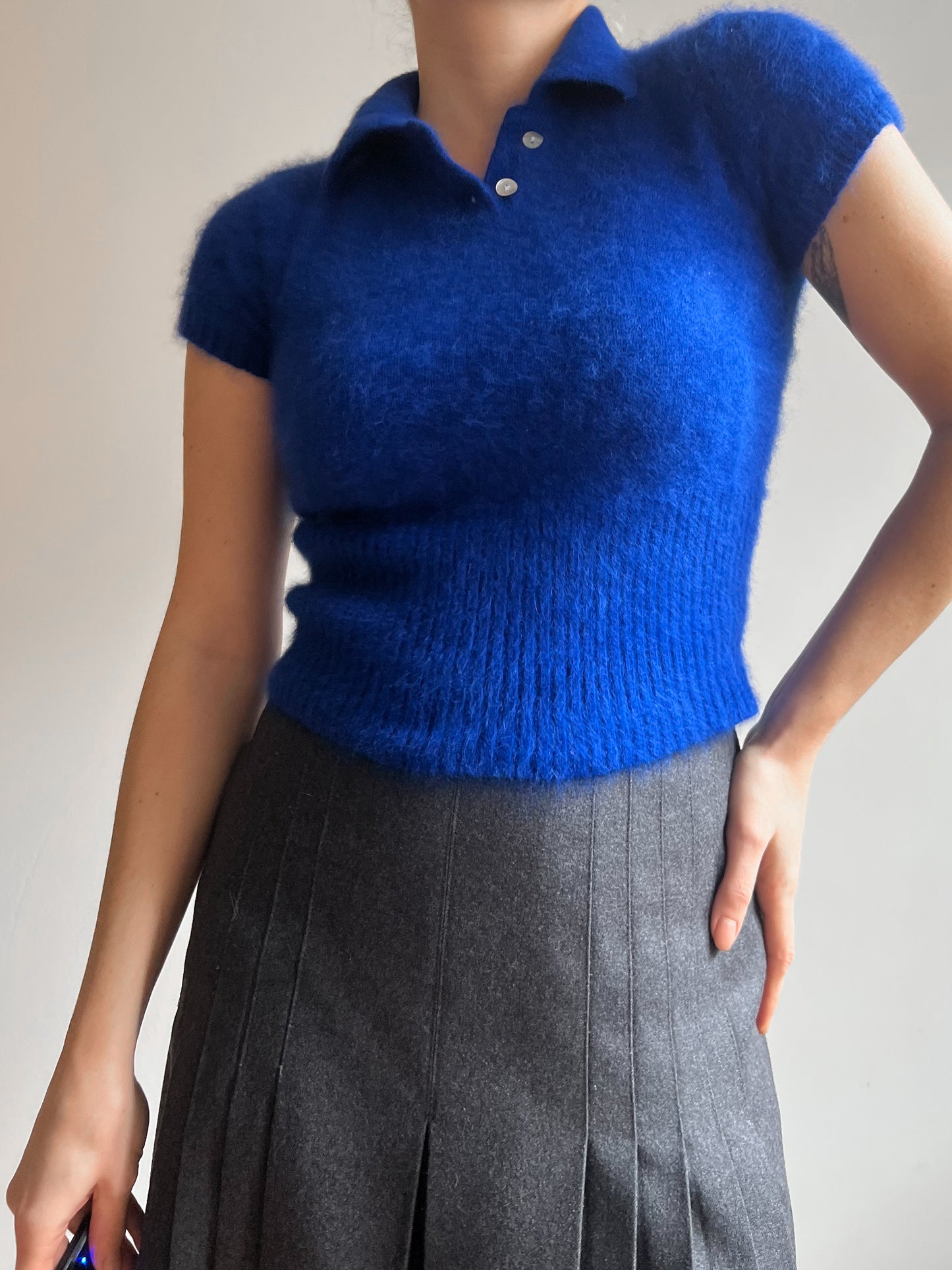 Polo blu in angora