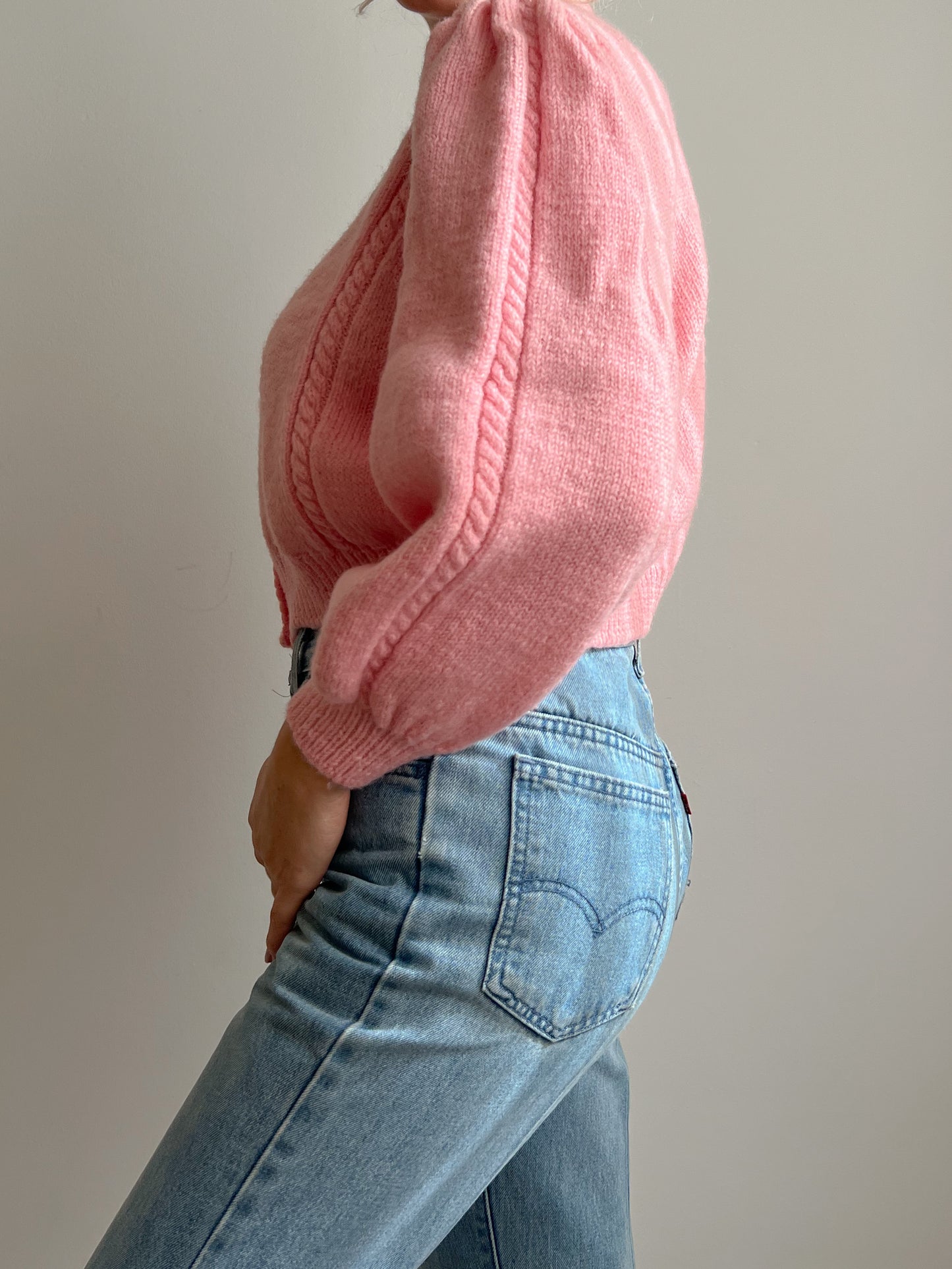 Cardigan rosa in pura lana