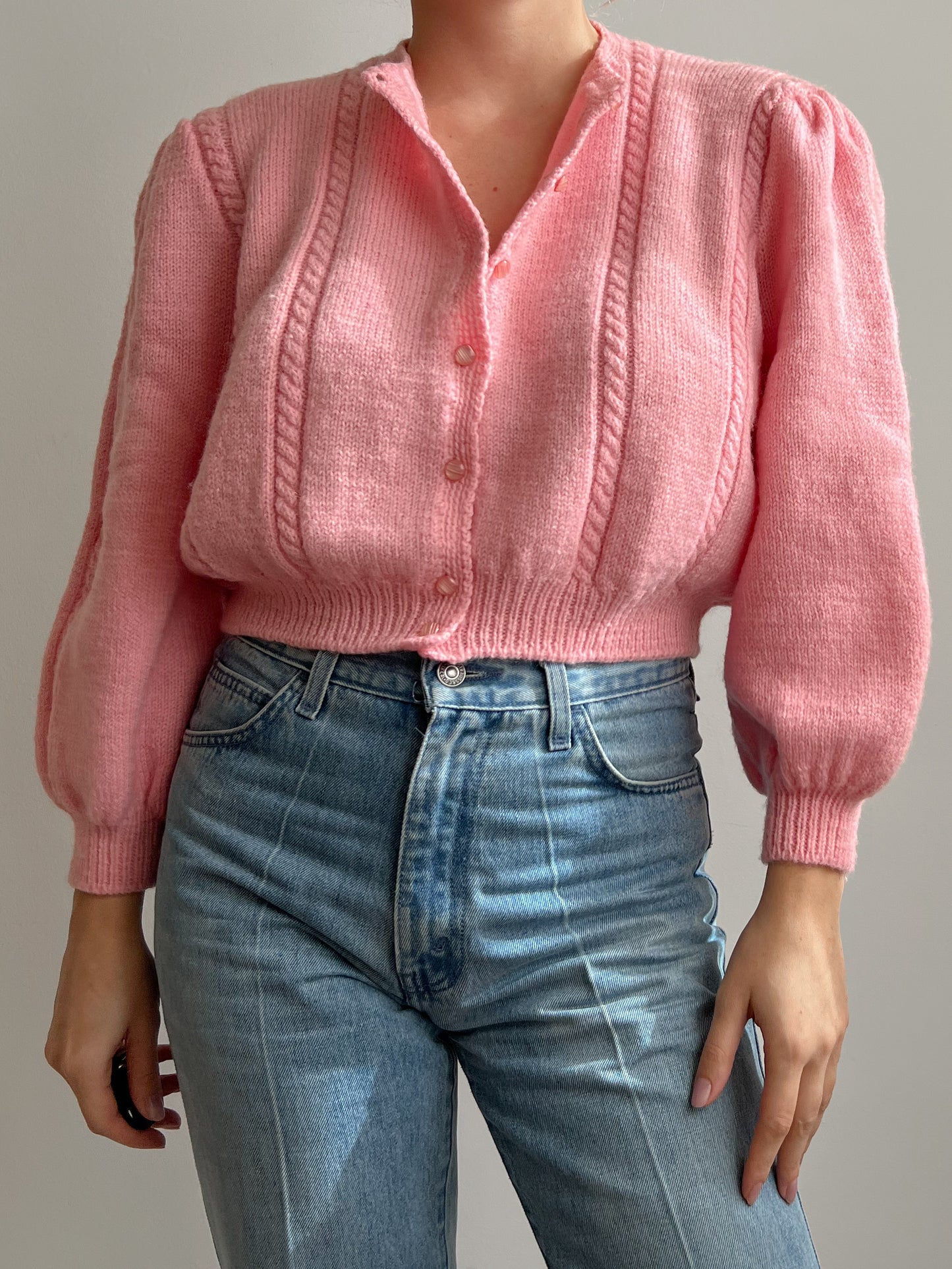 Cardigan rosa in pura lana