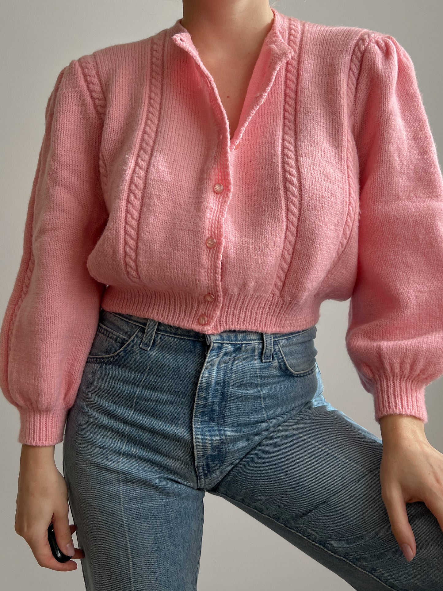 Cardigan rosa in pura lana