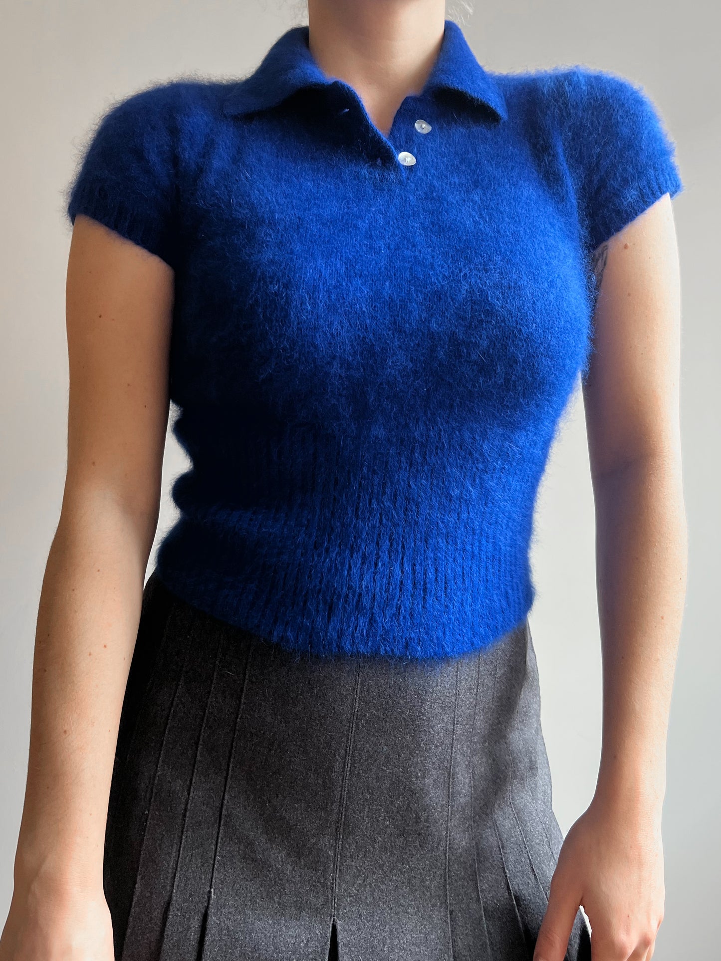 Polo blu in angora