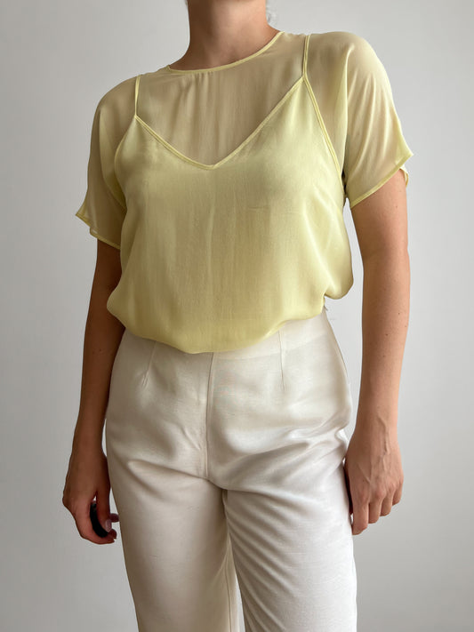 Blusa gialla in seta