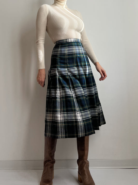 Gonna a pieghe in lana tartan