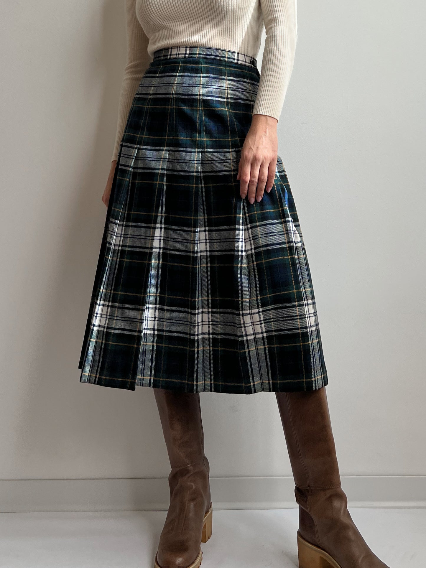 Gonna a pieghe in lana tartan