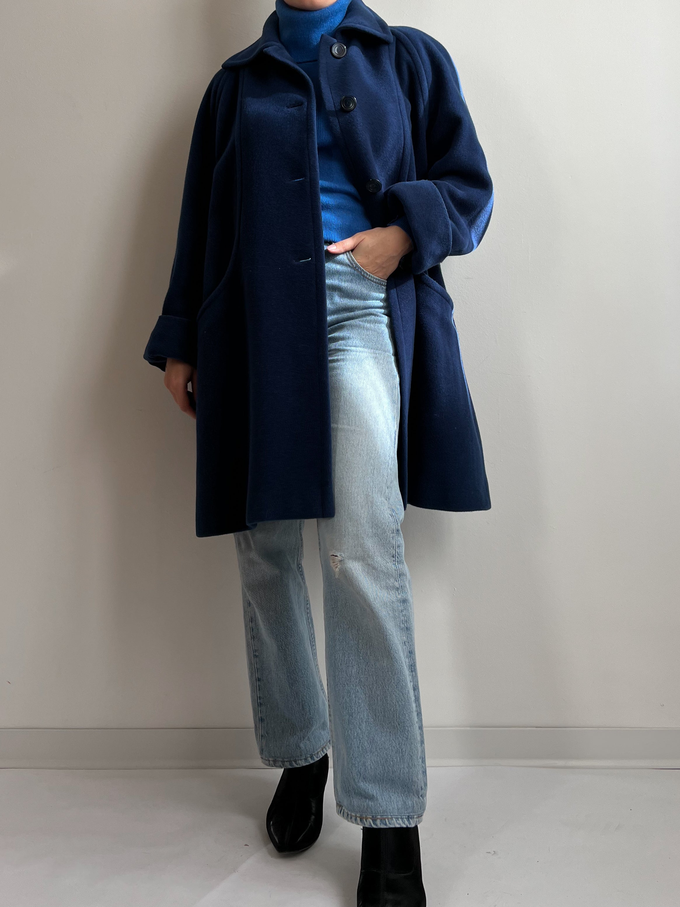 Cappotto cobalto in pura lana