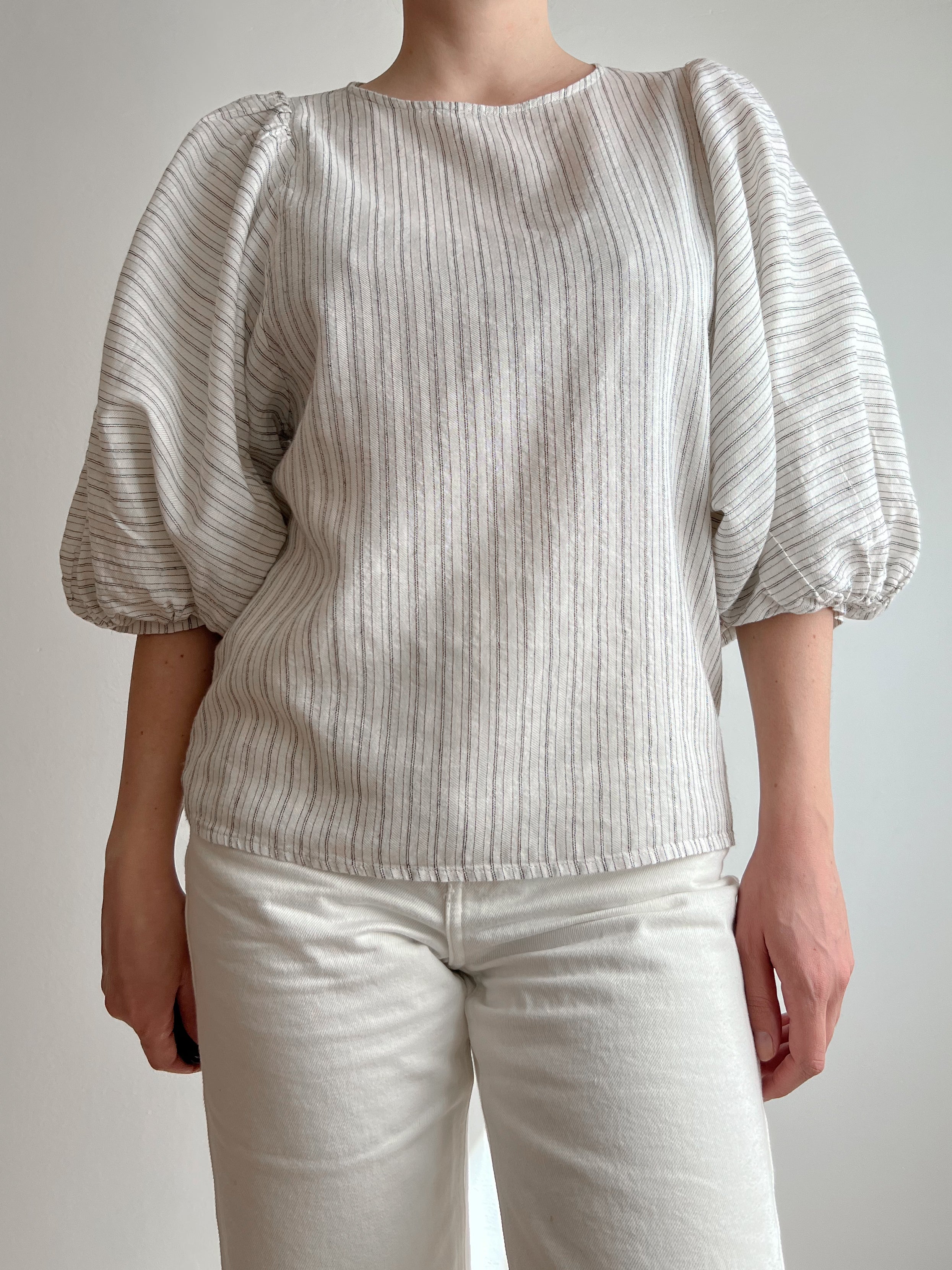 Blusa maxi maniche in cotone