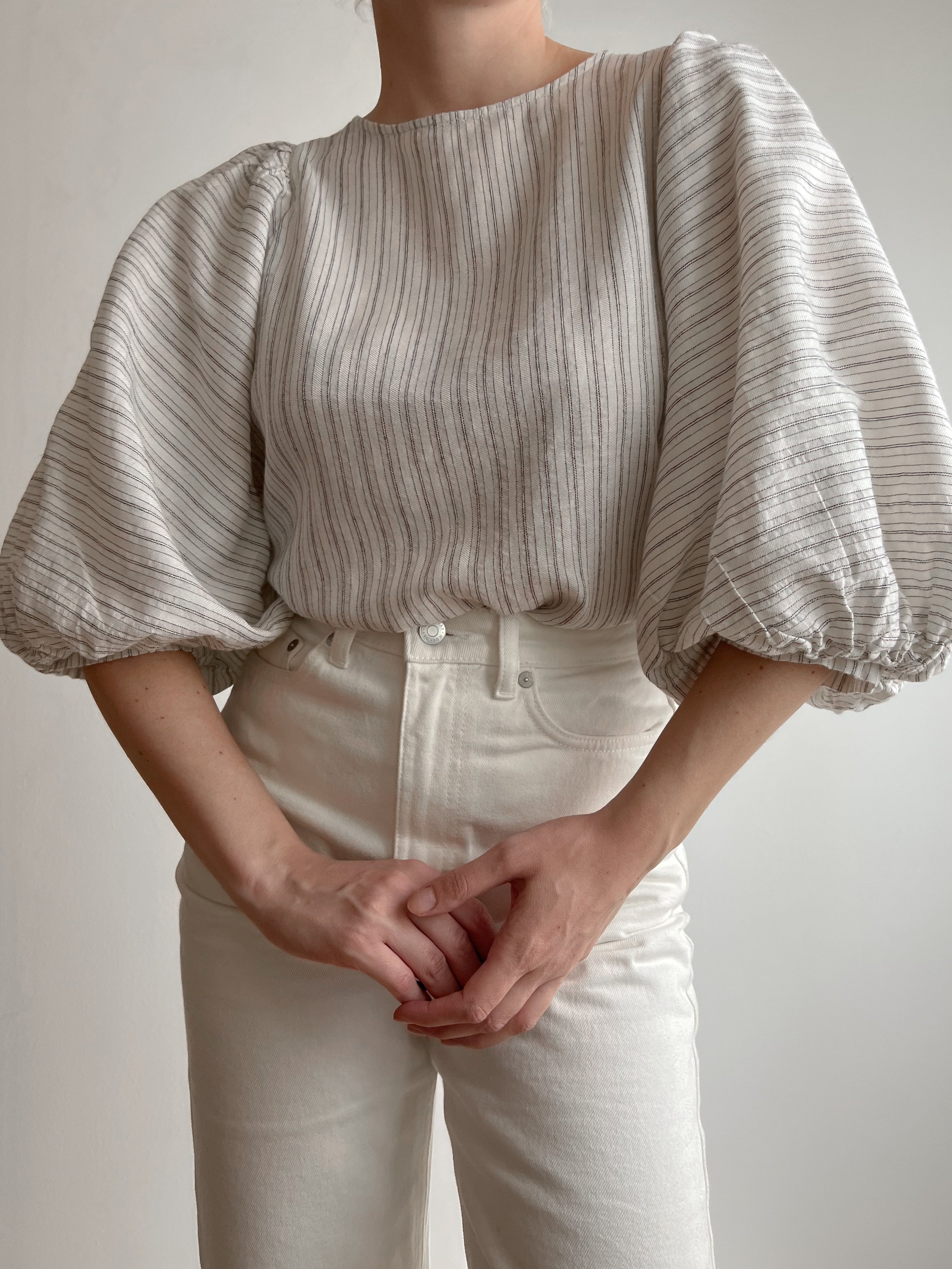 Blusa maxi maniche in cotone
