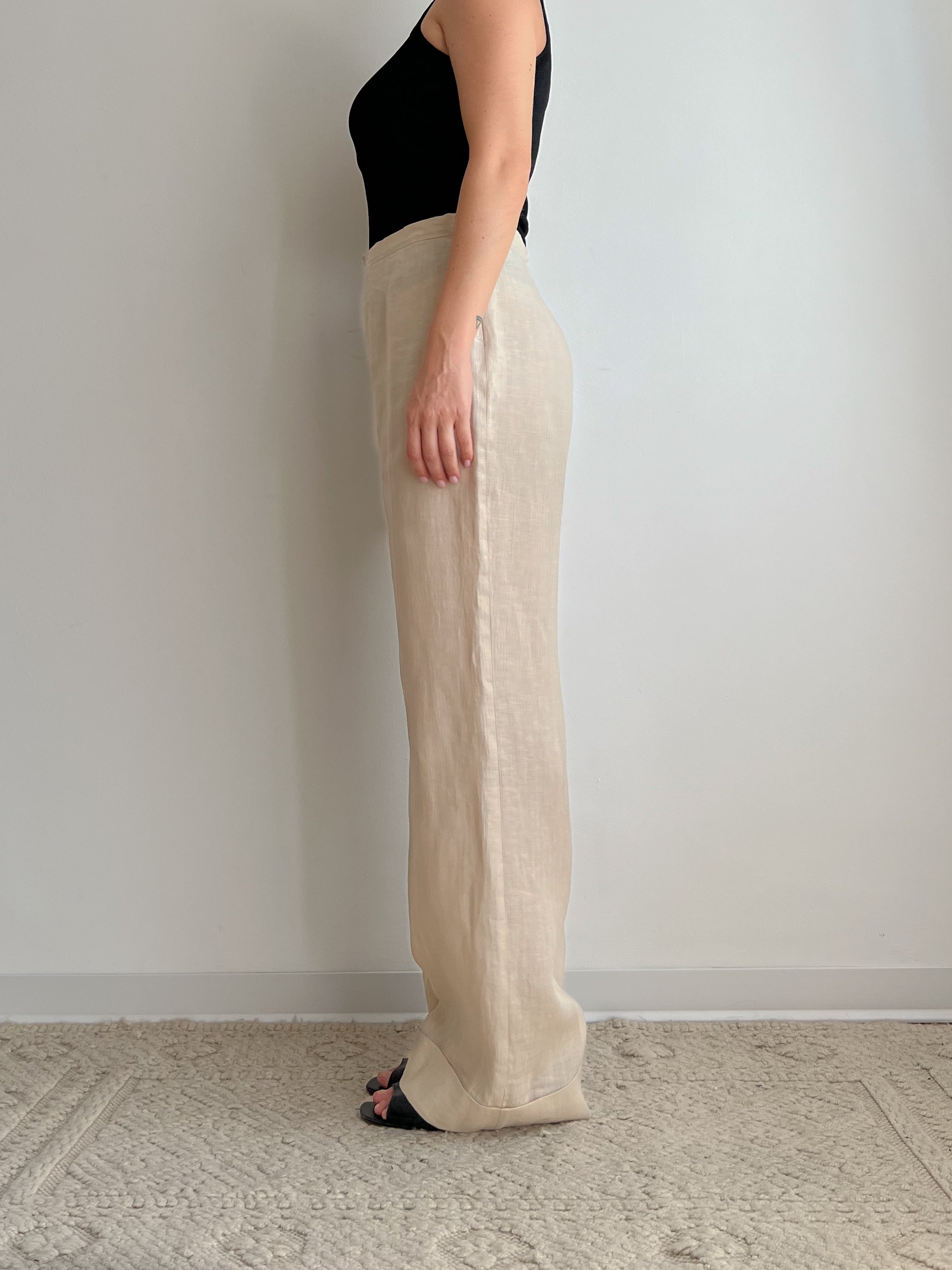 Pantaloni beige in lino