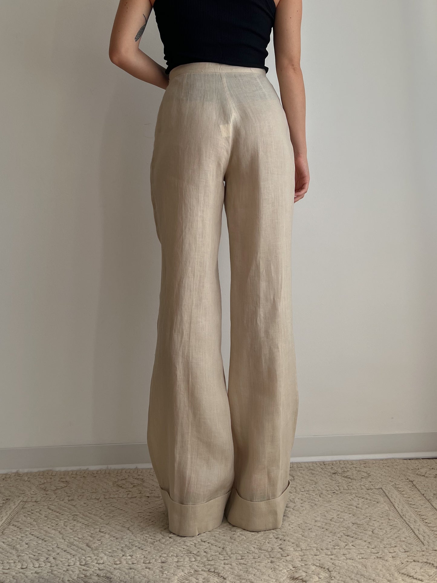 Pantaloni beige in lino