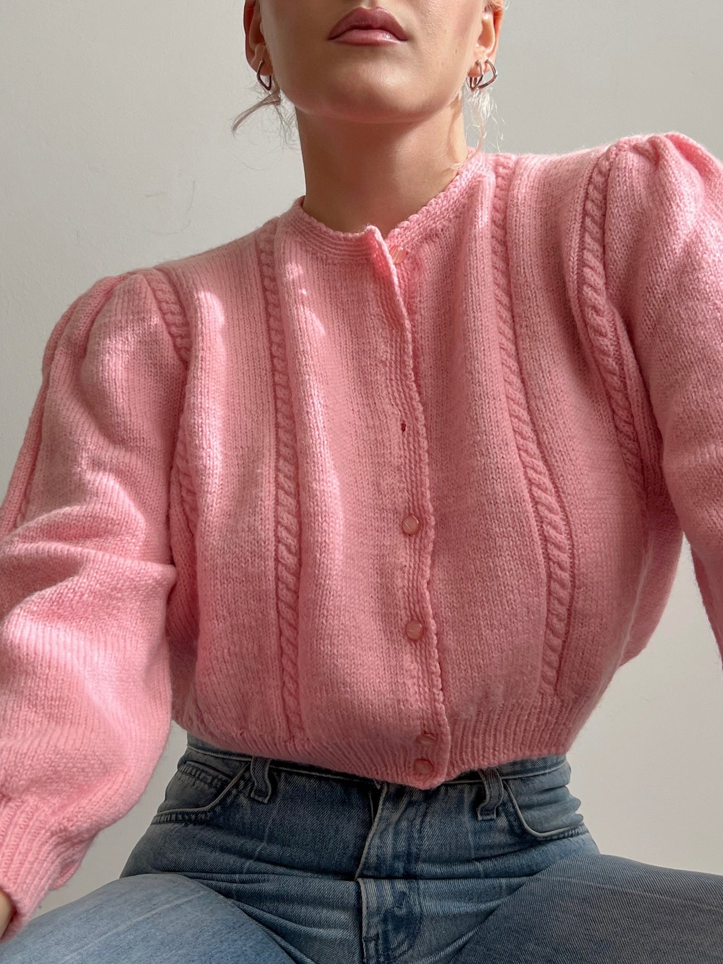 Cardigan rosa in pura lana