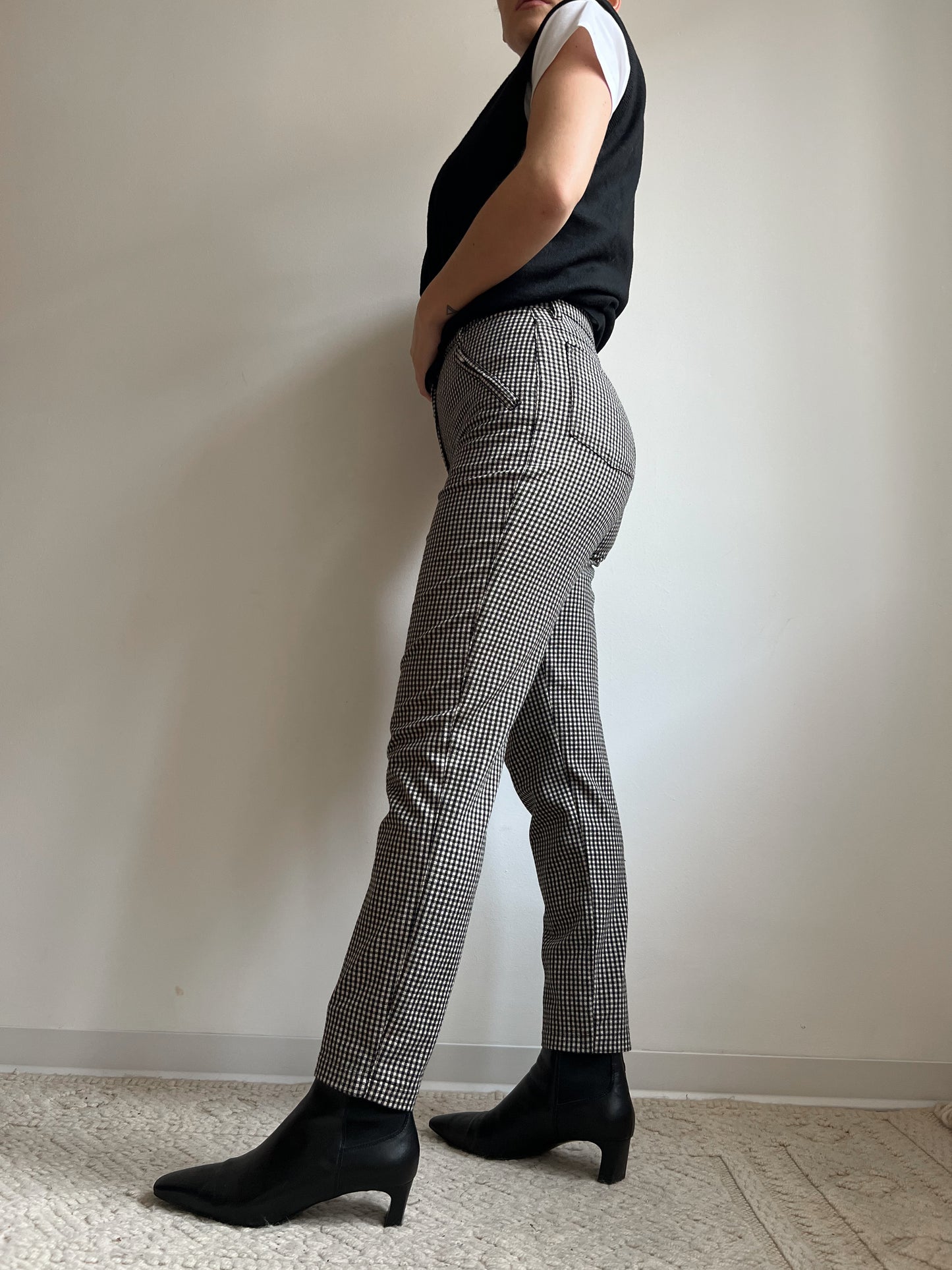 Pantaloni vichy in misto lana