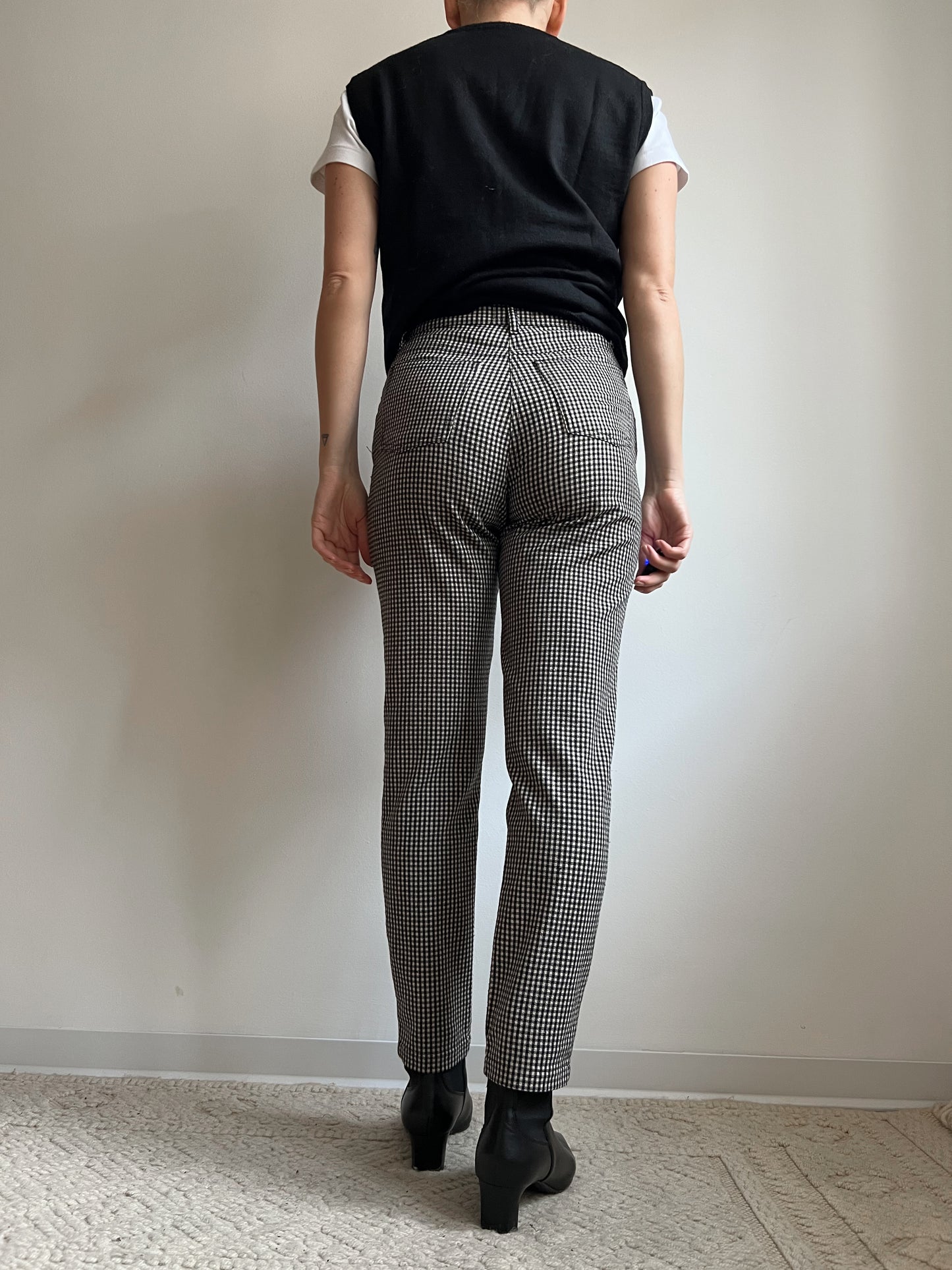 Pantaloni vichy in misto lana