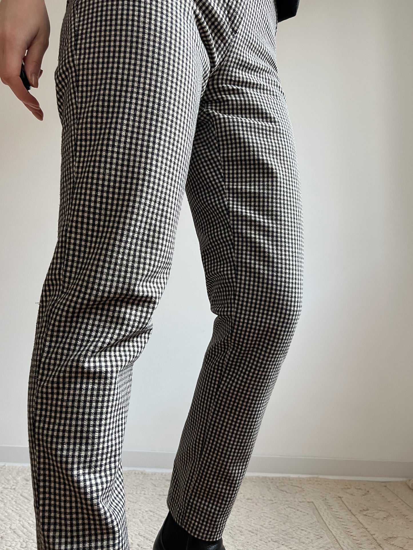 Pantaloni vichy in misto lana