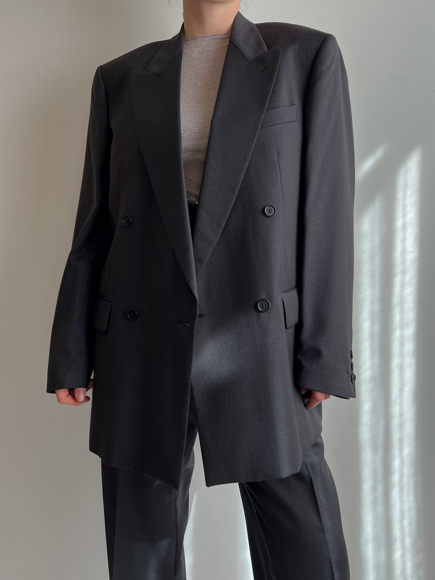 Pure virgin wool dark grey suit