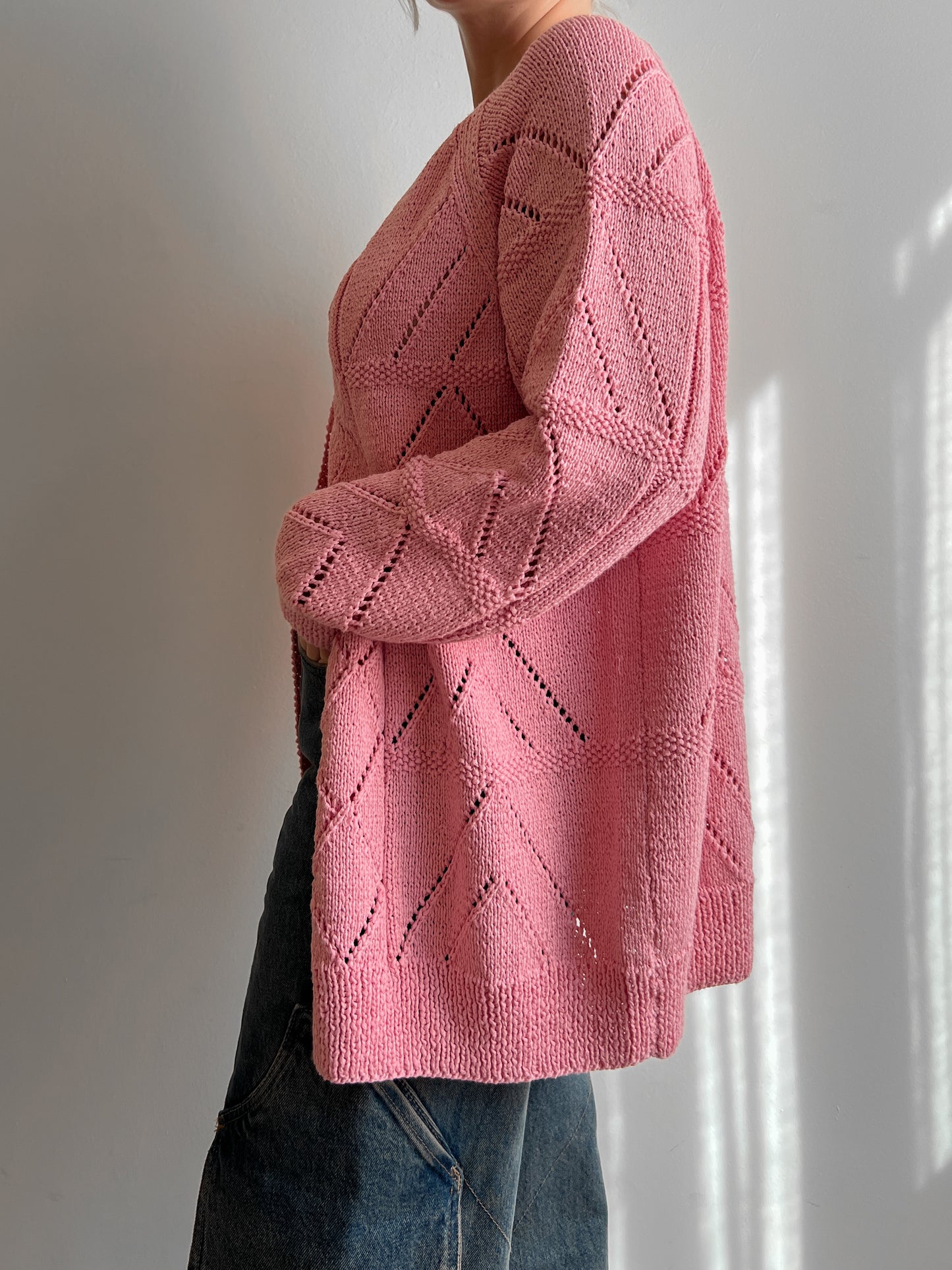 Pure cotton embroidered pink cardigan