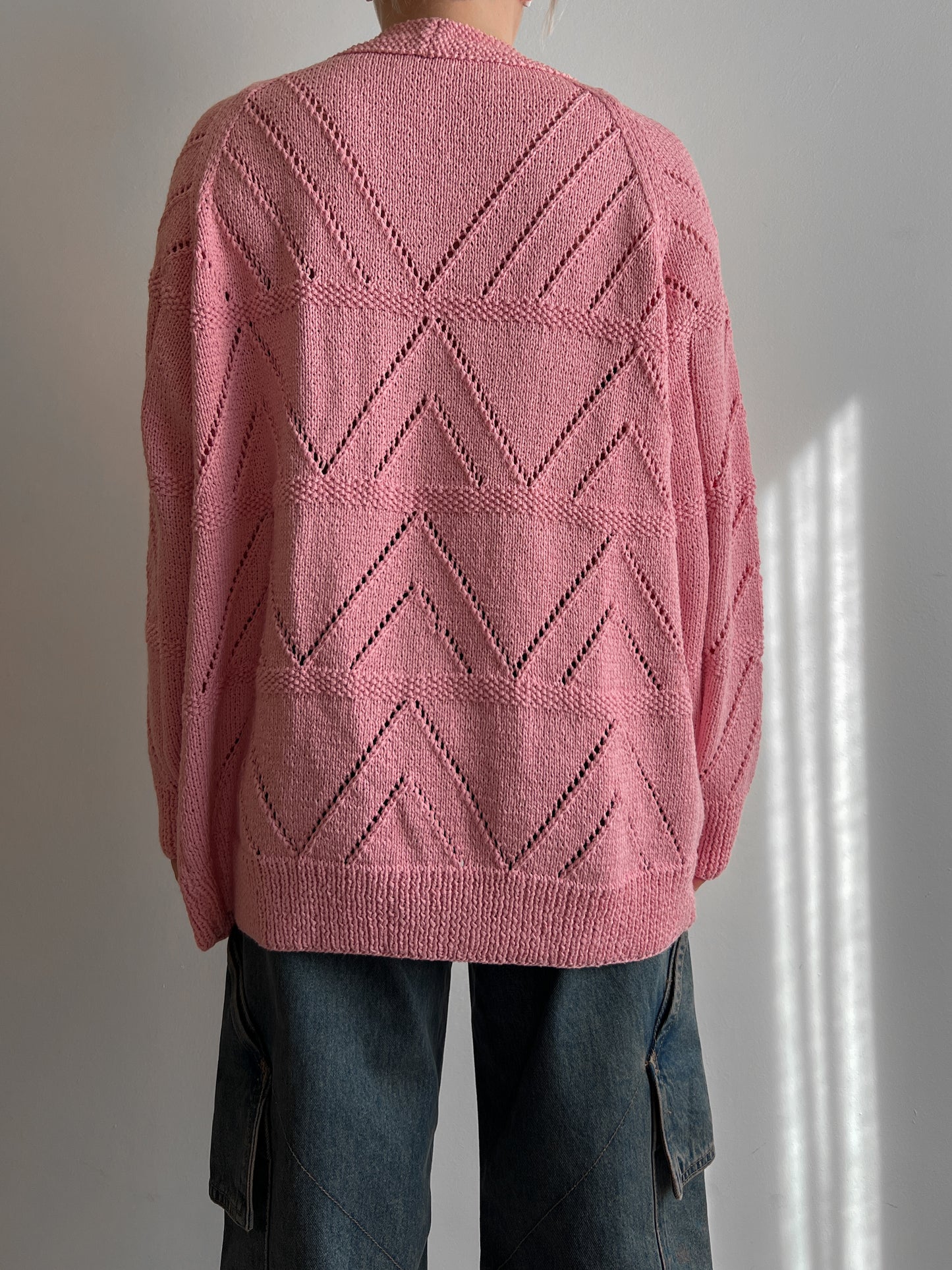 Pure cotton embroidered pink cardigan