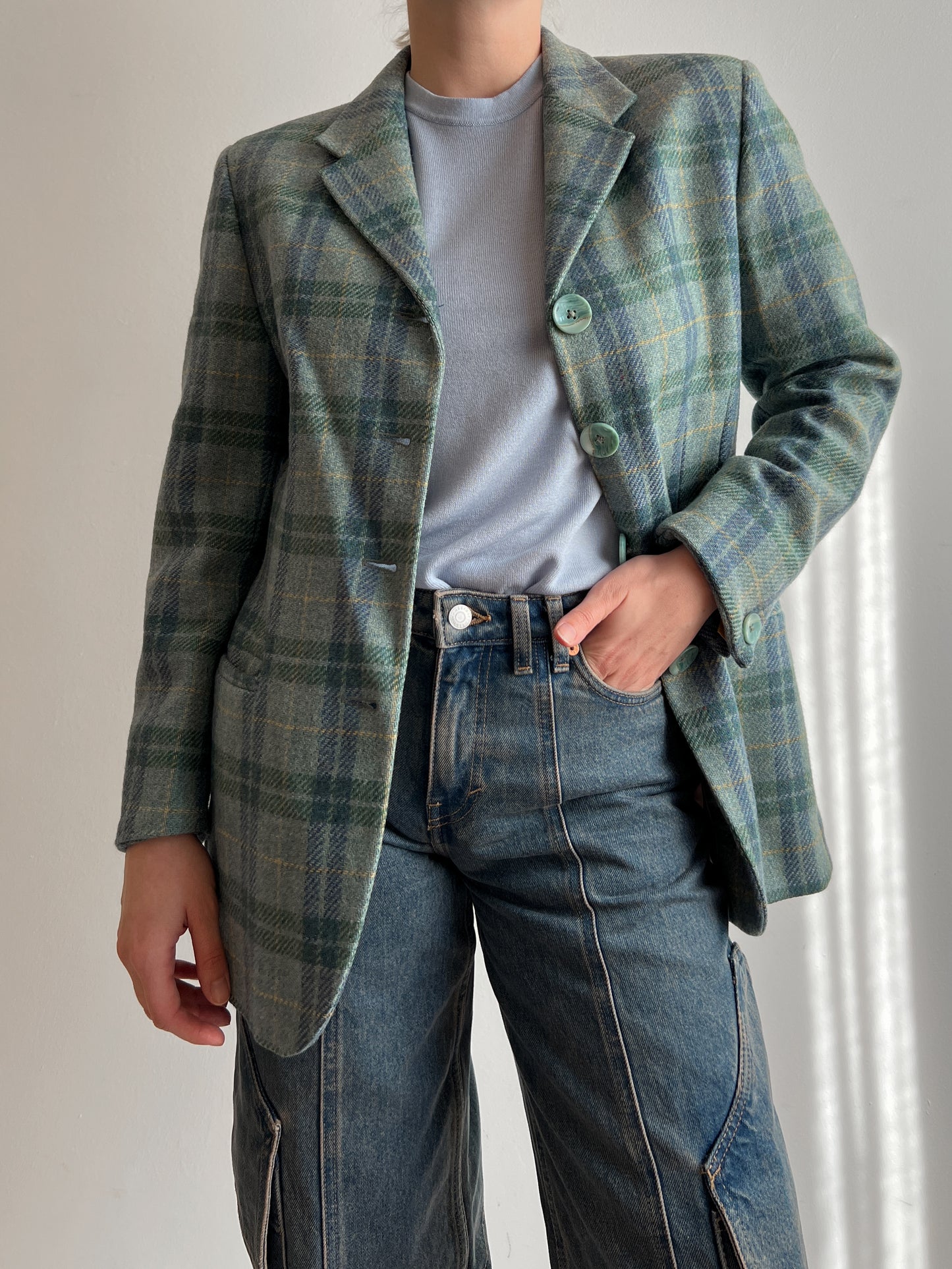 Pure wool check blazer