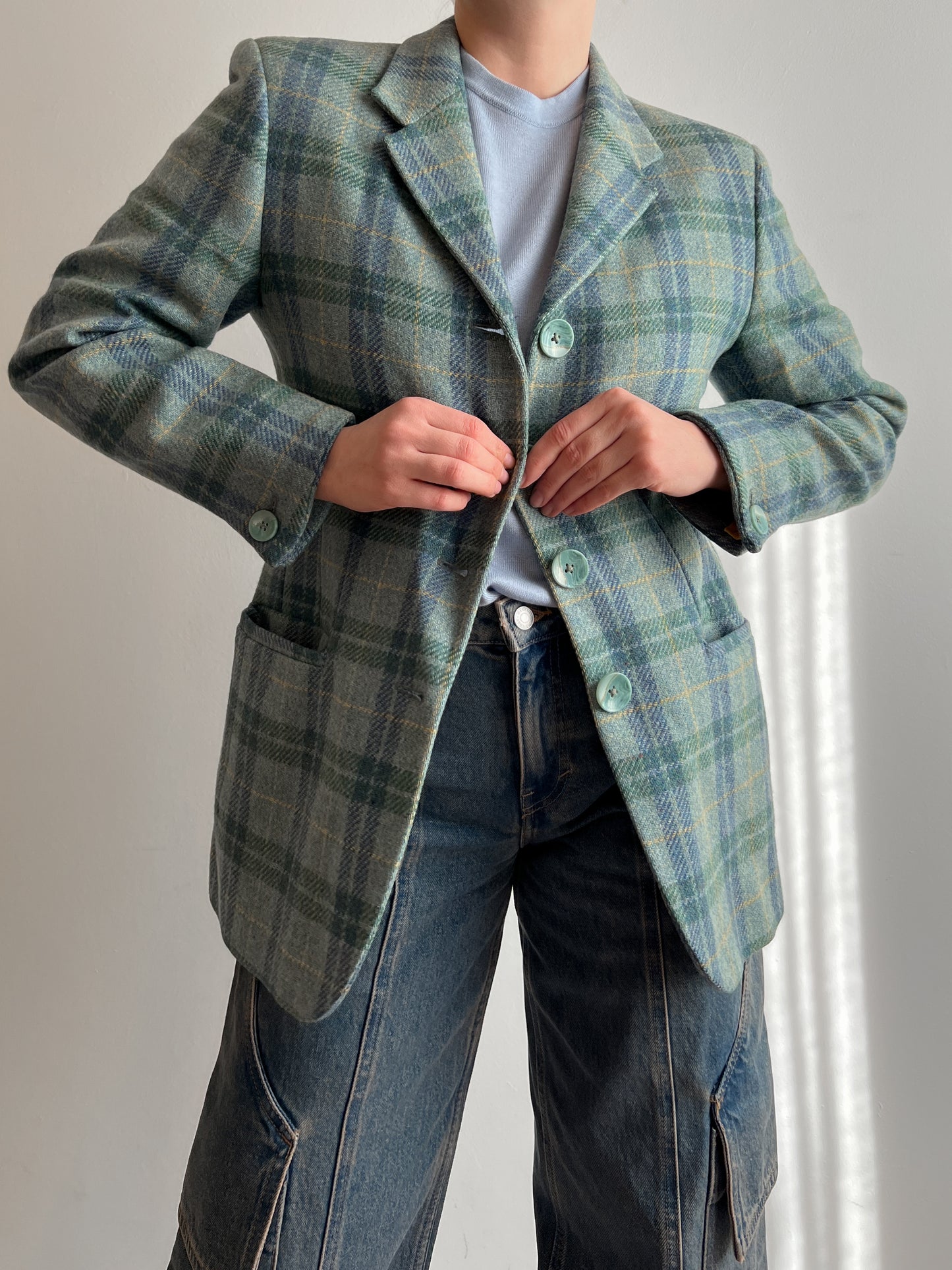 Pure wool check blazer