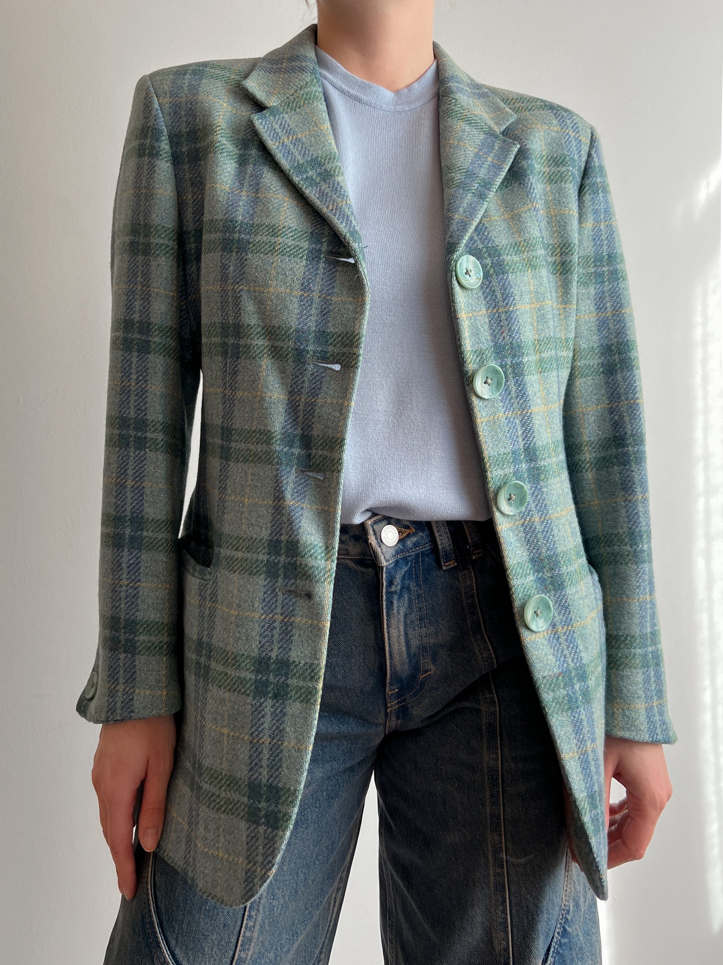 Pure wool check blazer