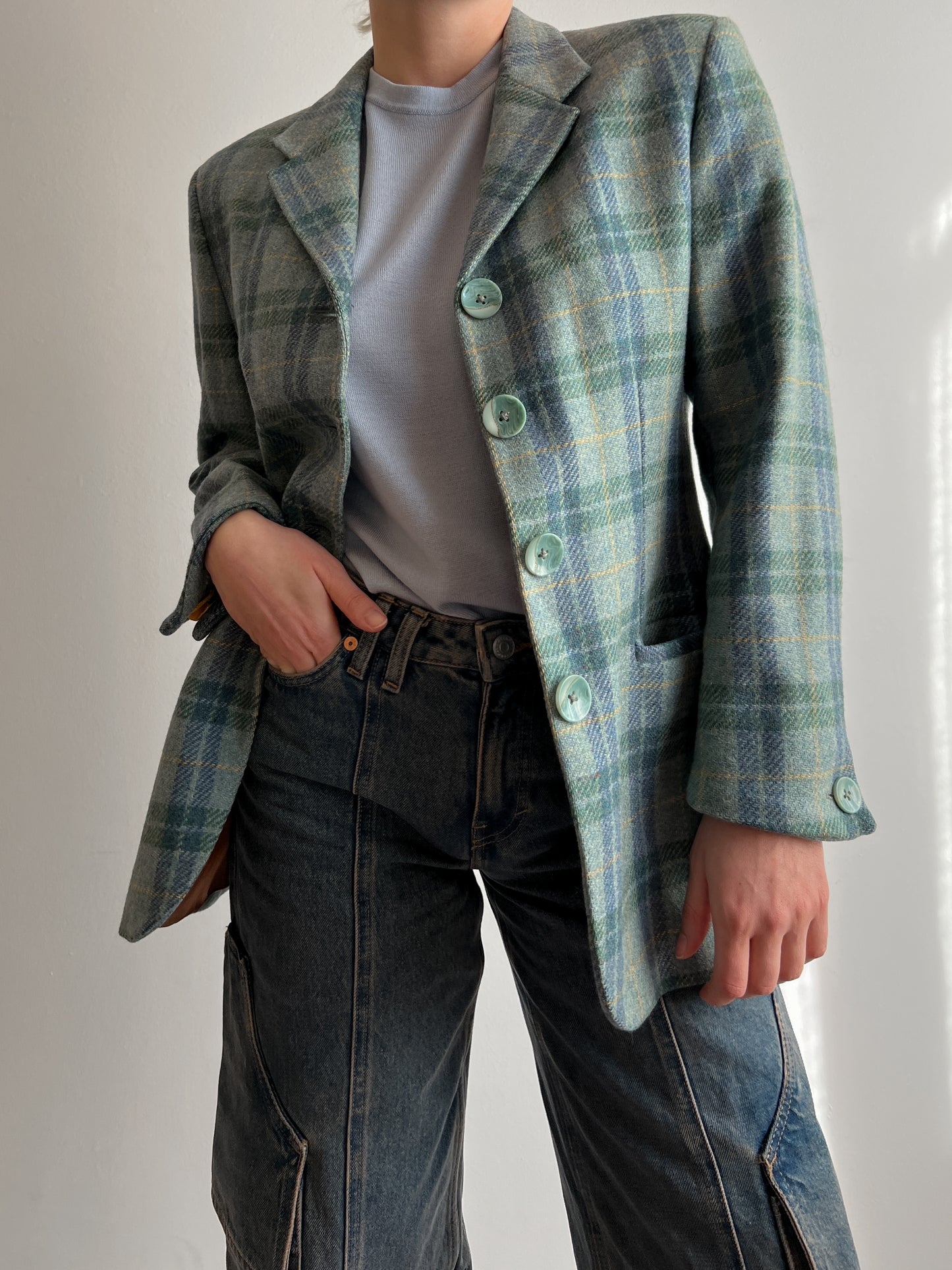 Pure wool check blazer