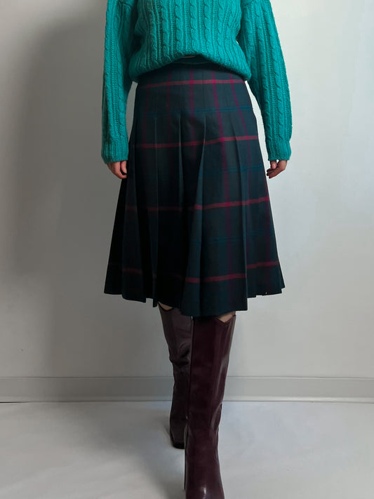 Pure virgin wool pleated skirt