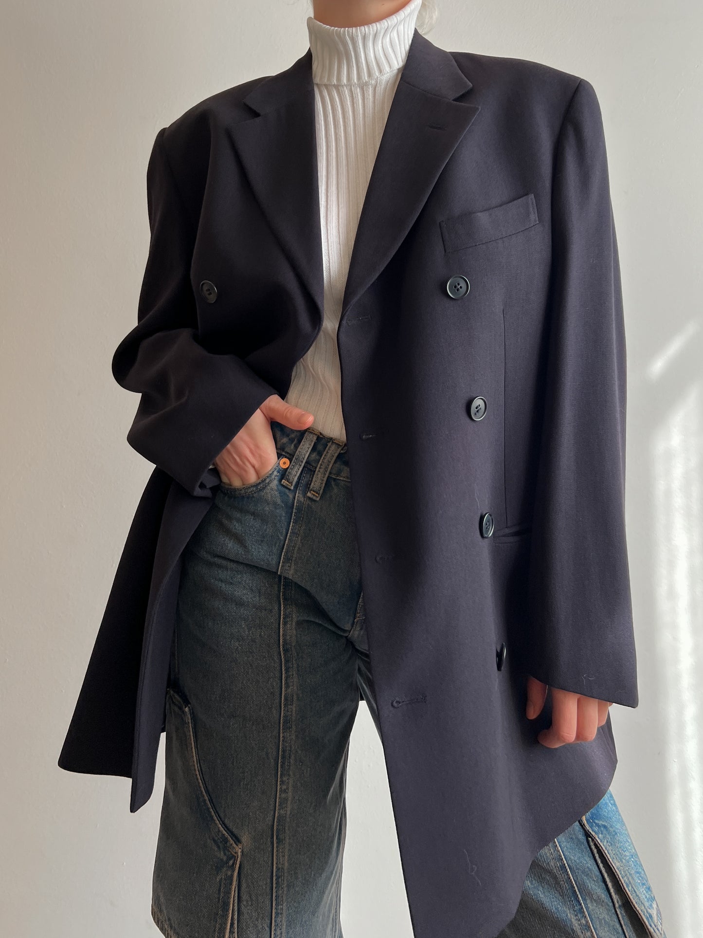 Wool and viscose blue blazer