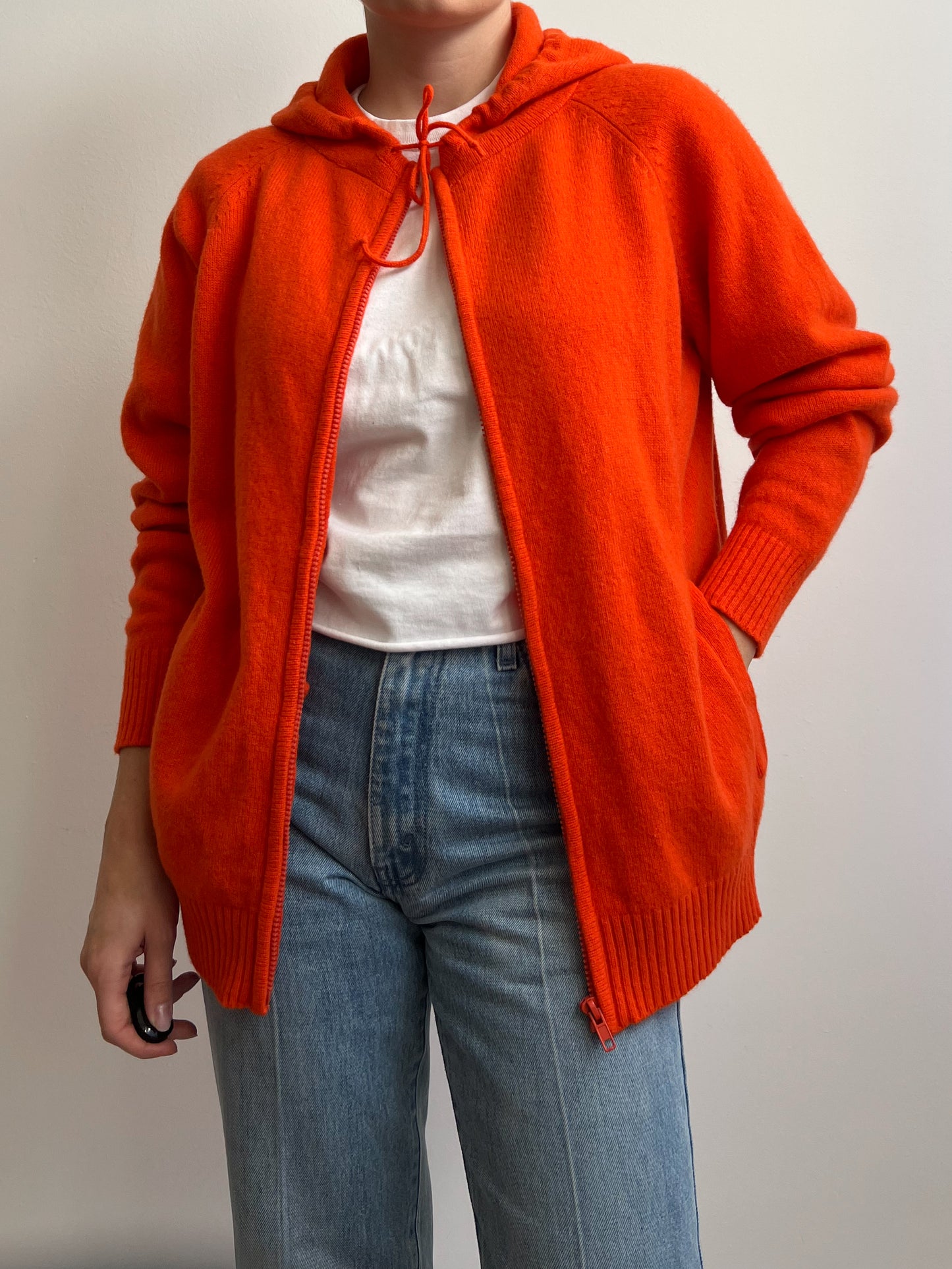 Vintage pure wool orange cardigan