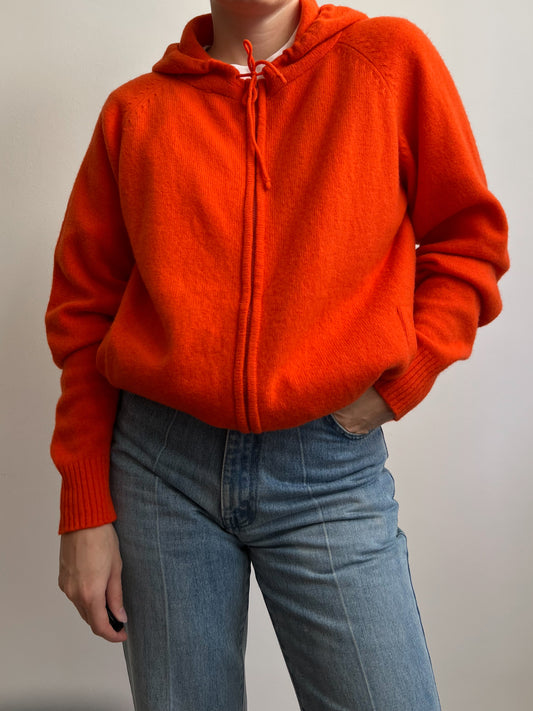 Vintage pure wool orange cardigan