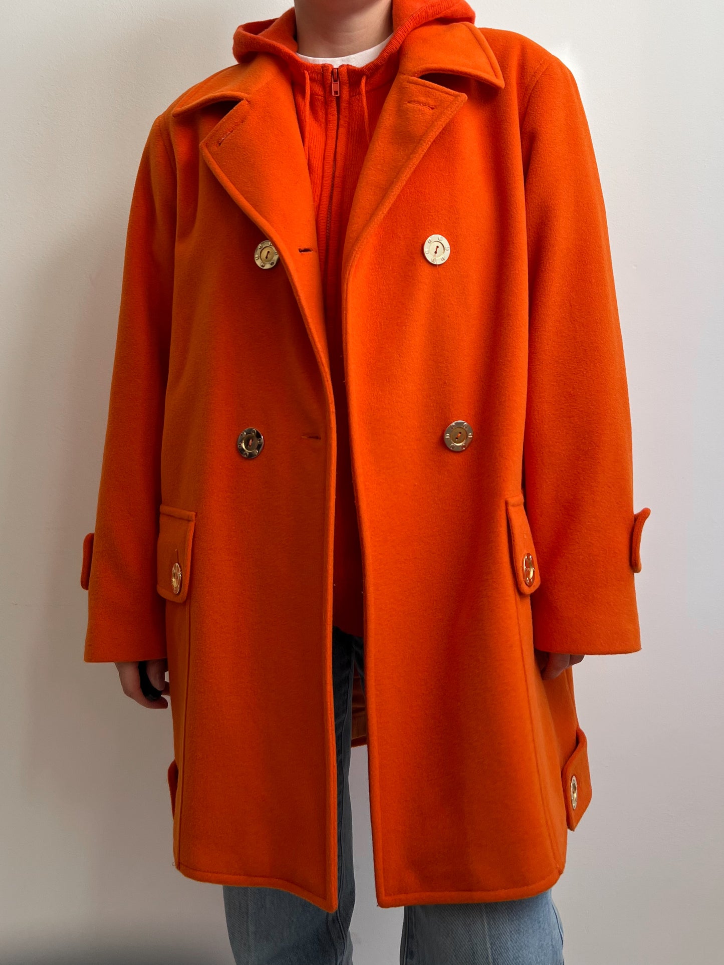 Vintage wool and angora caban orange coat