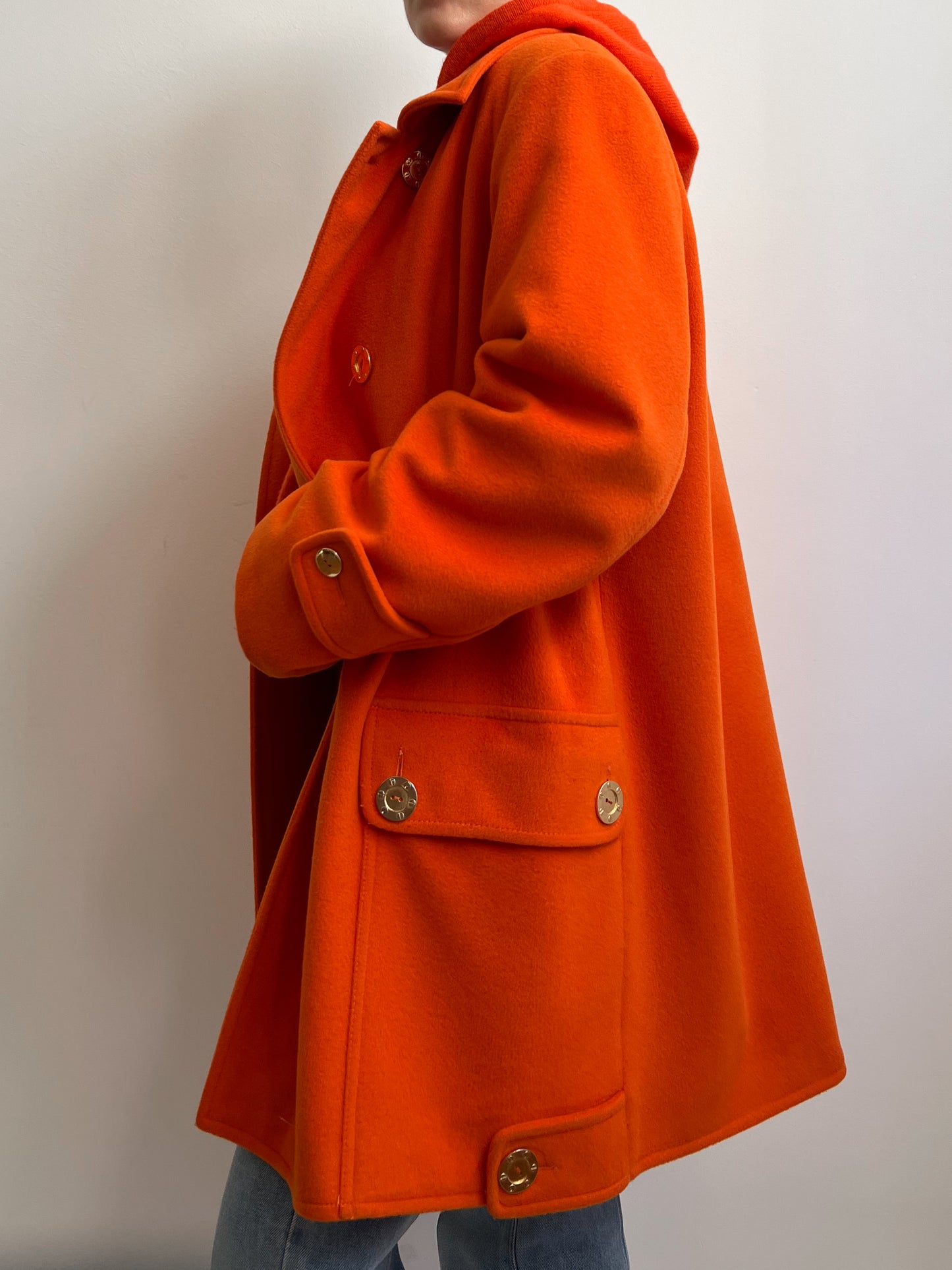 Vintage wool and angora caban orange coat