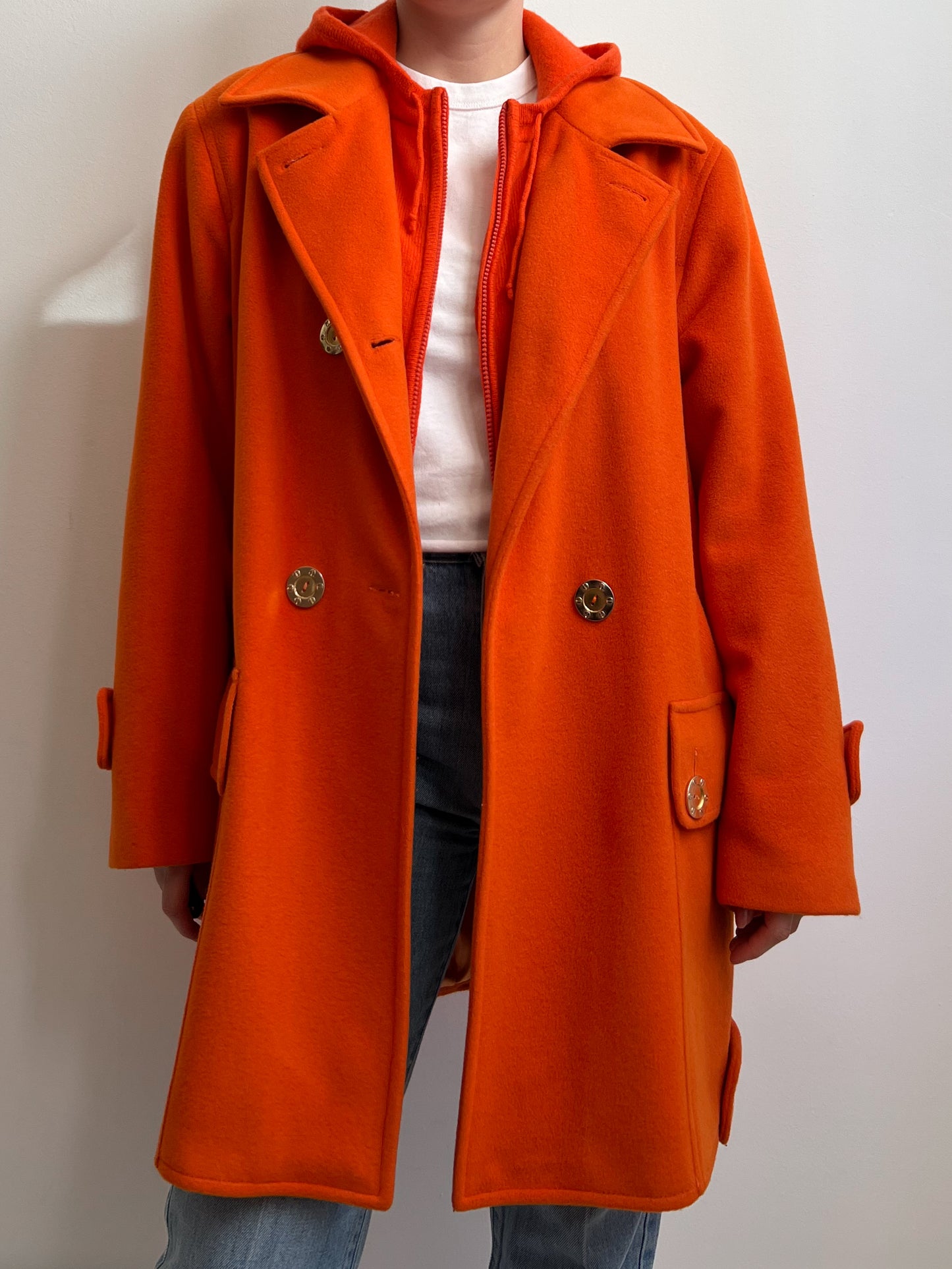 Vintage wool and angora caban orange coat