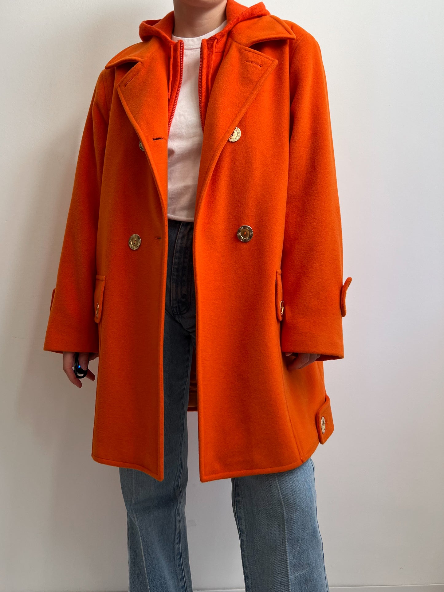 Vintage wool and angora caban orange coat