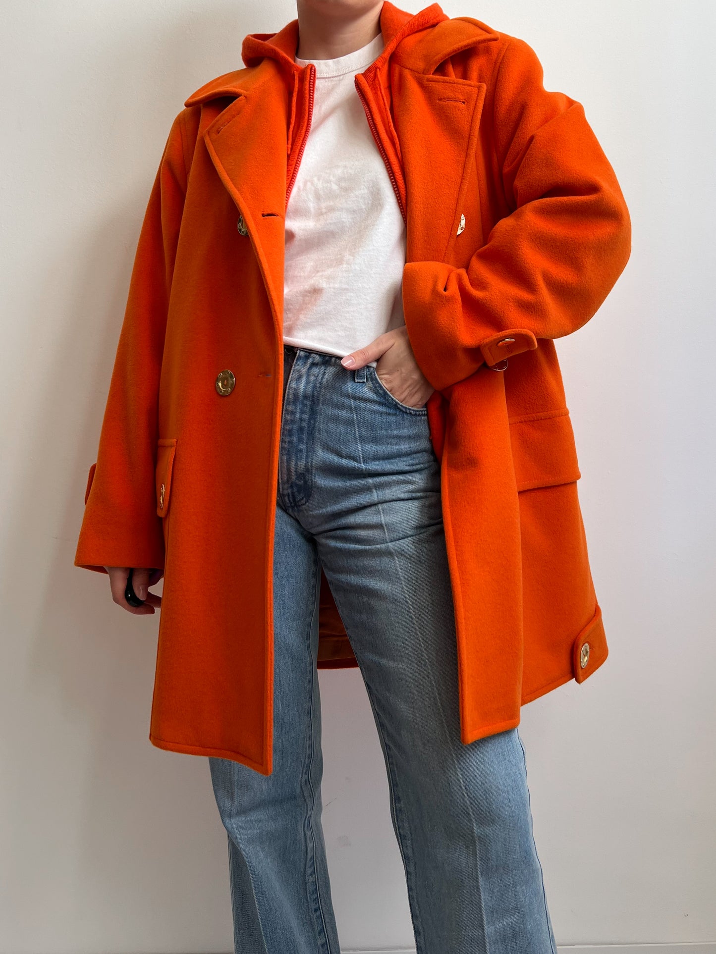 Vintage wool and angora caban orange coat