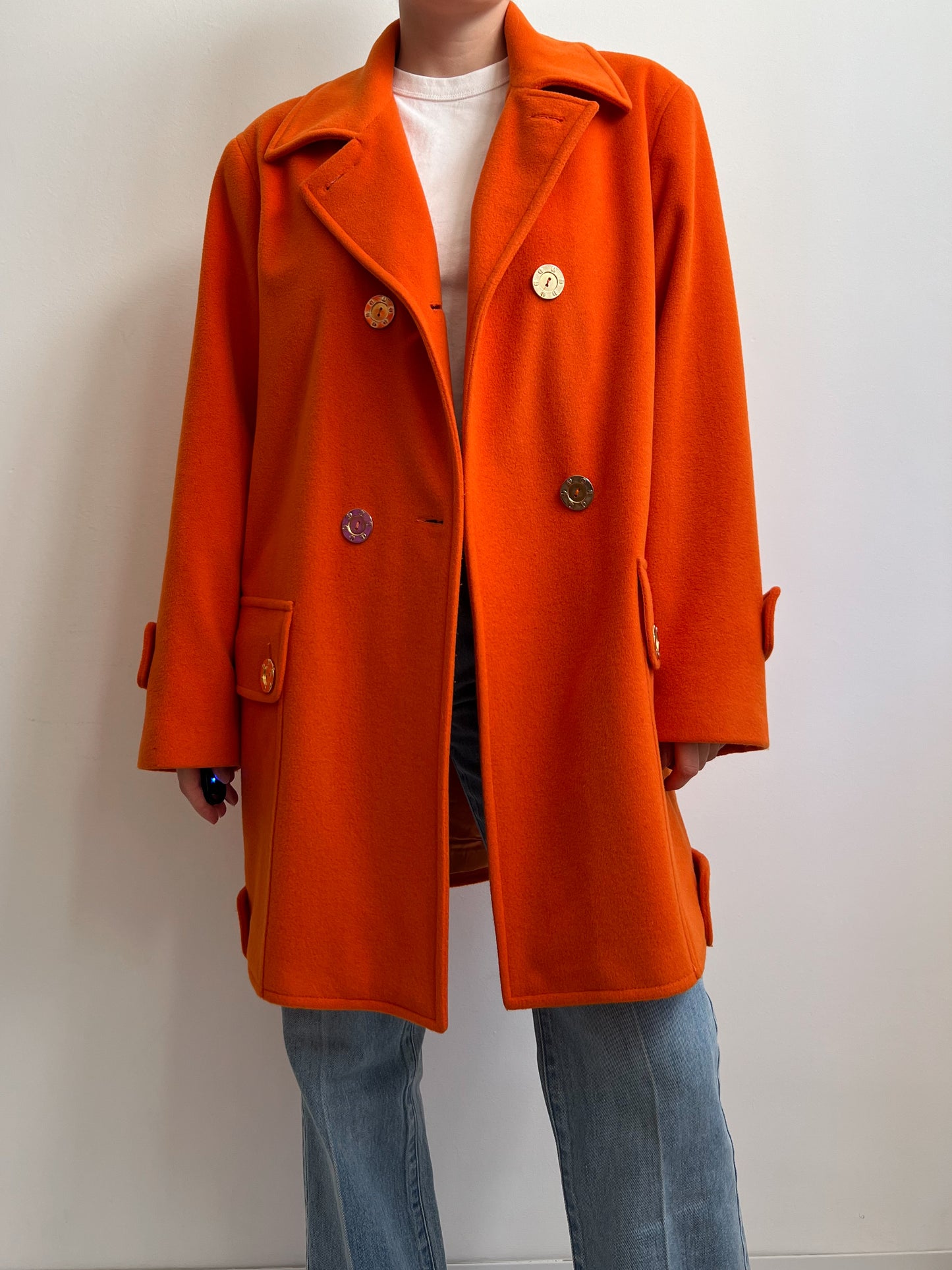 Vintage wool and angora caban orange coat