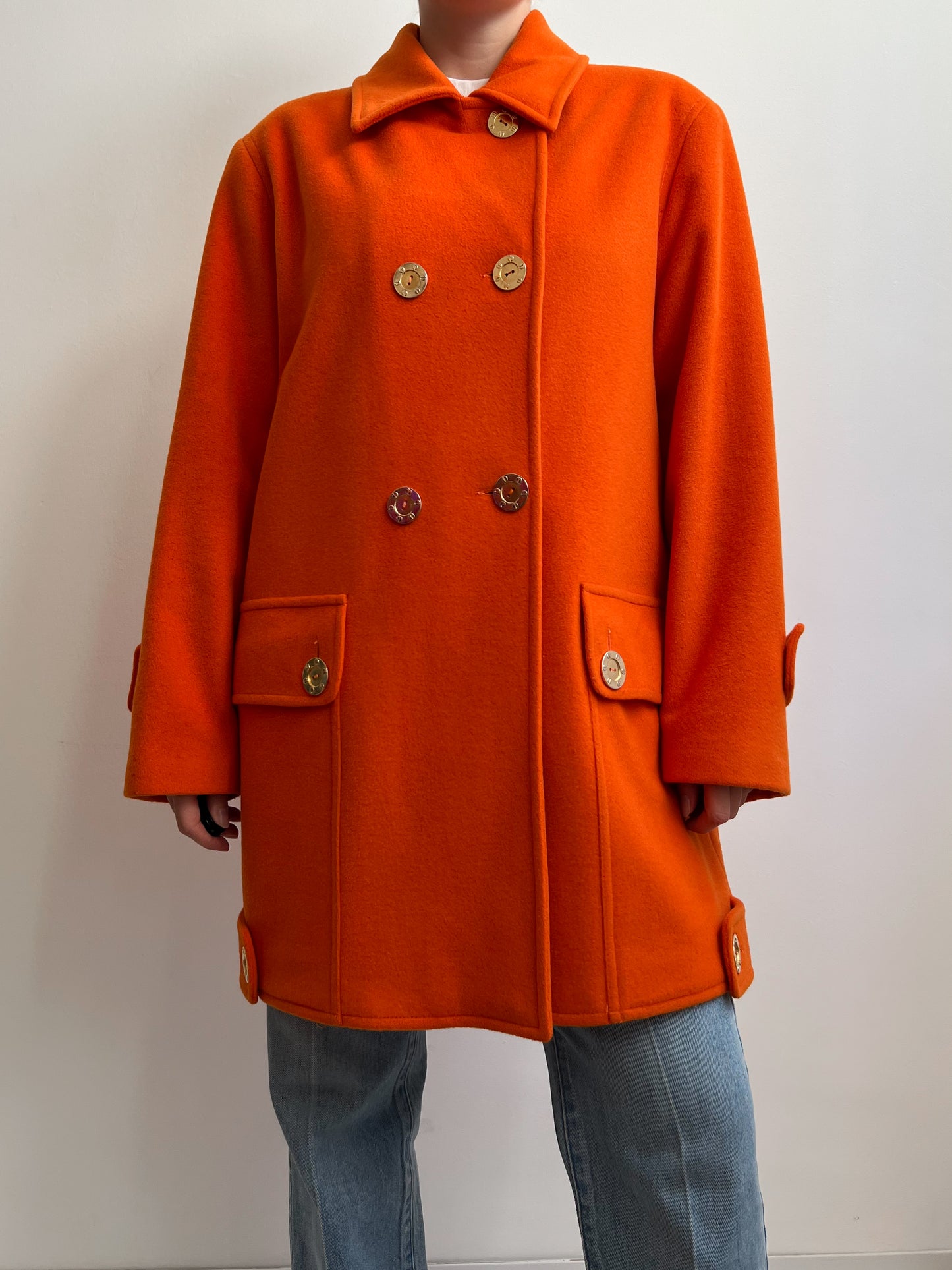 Vintage wool and angora caban orange coat