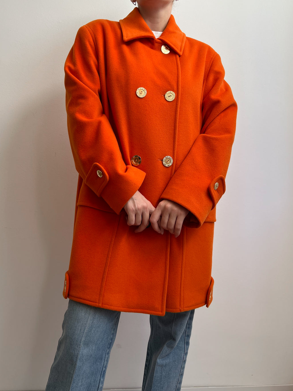Vintage wool and angora caban orange coat